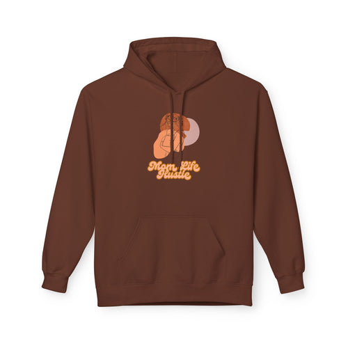'Mom Life Hustle' Retro Hoodie | Delicate Line Illustration of a Mother & Baby