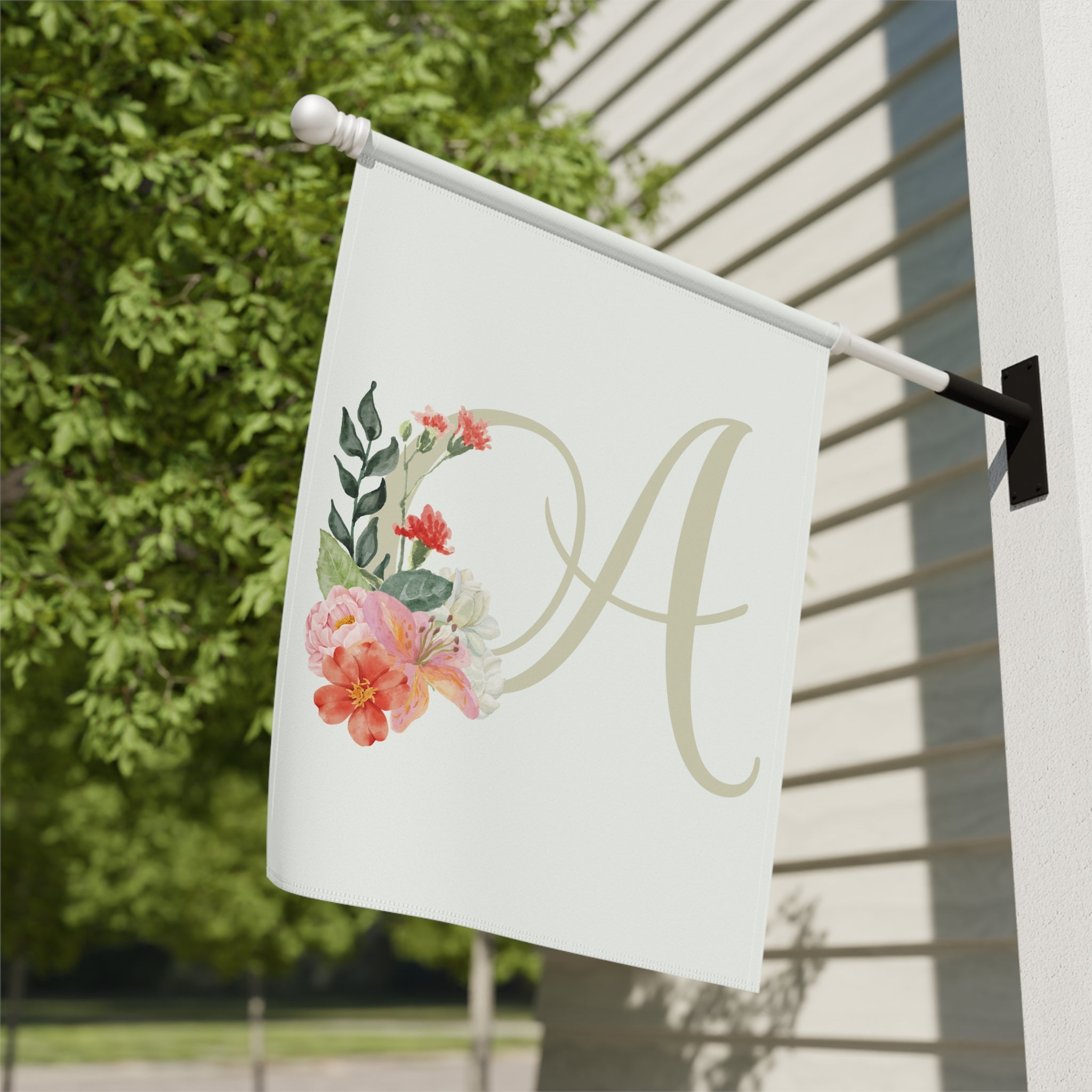 Home & Garden Banner | 'A' Monogram Watercolor Blooms Flag