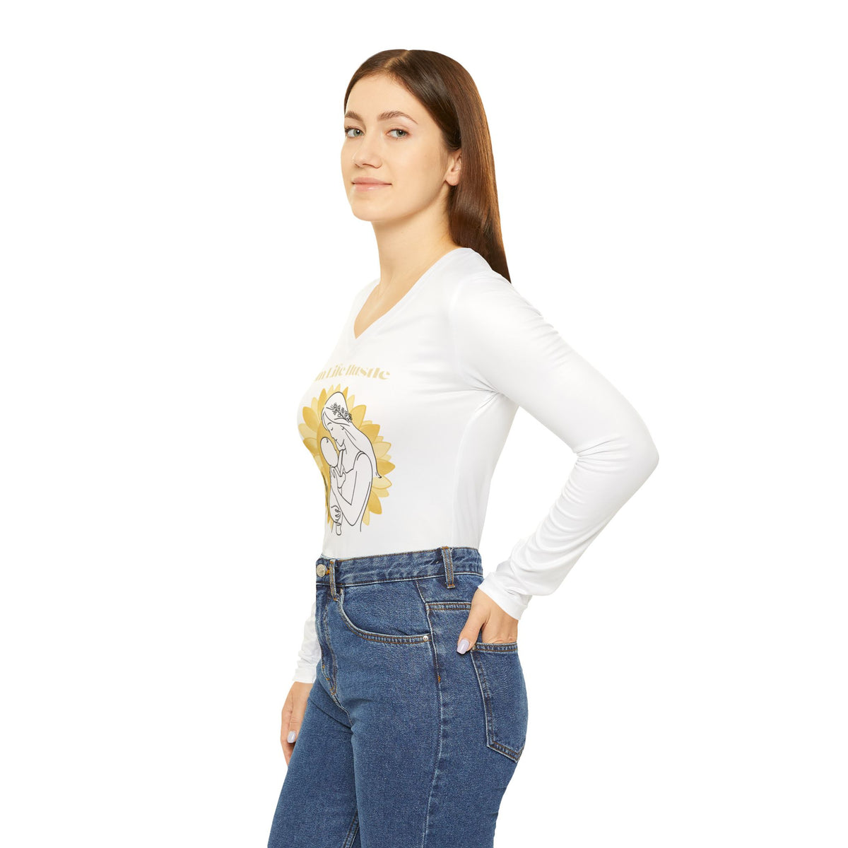 Blooming Mom Life Hustle Long Sleeve V-Neck Shirt