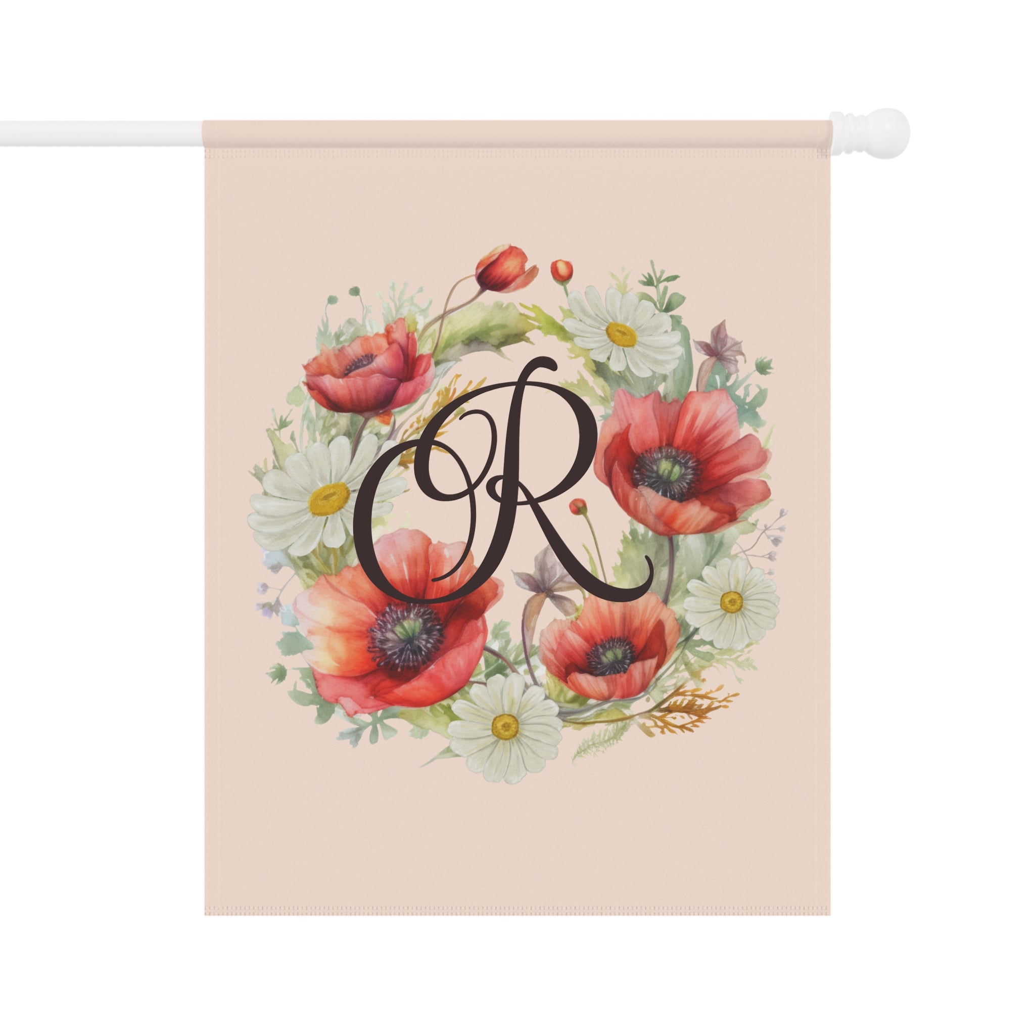 Home & Garden Banner | 'R' Monogram Poppy & Daisy Flag