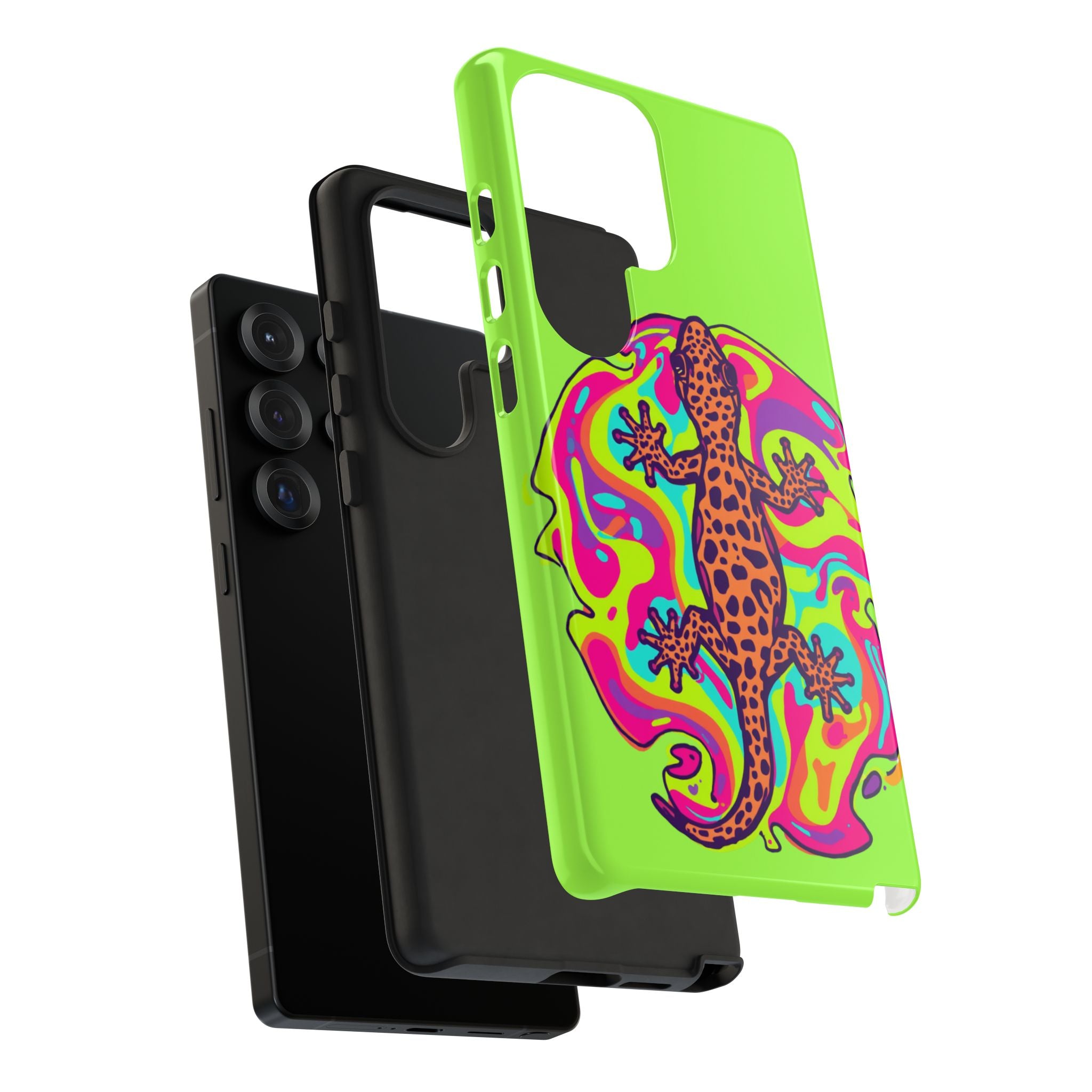 Phone Cases | Neon Leopard Gecko Swirl Phone Case