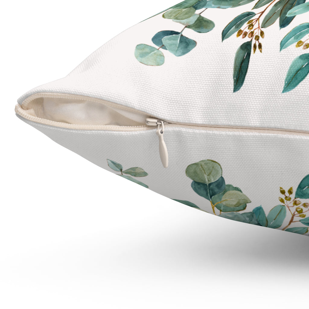 Throw Pillow | Customizable Monogram Botanical Wreath Square Pillow