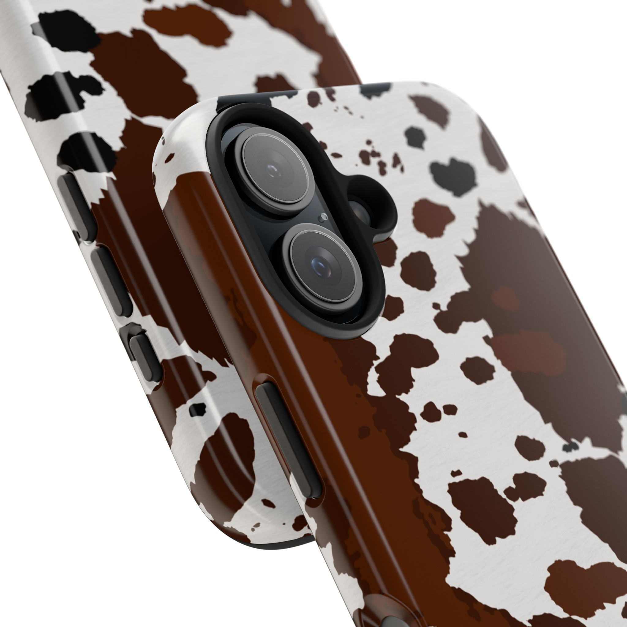 Phone Case | Brown & White Cowhide Pattern Tough Protective Cover