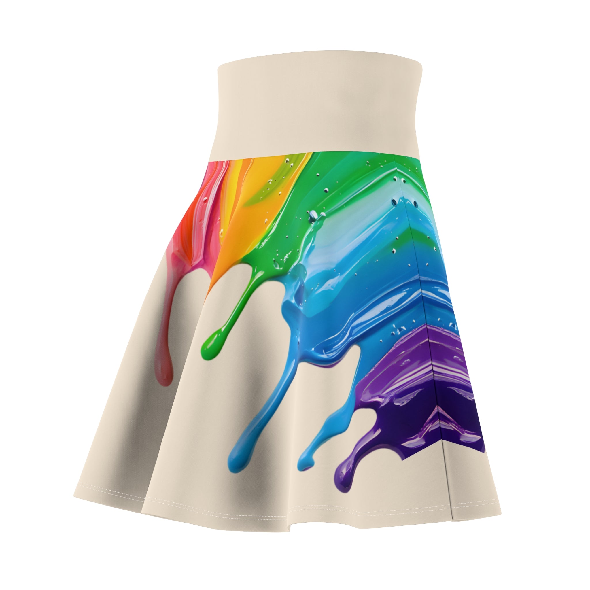 Women's Skater Skirt | Colorful Paint Drip Midi