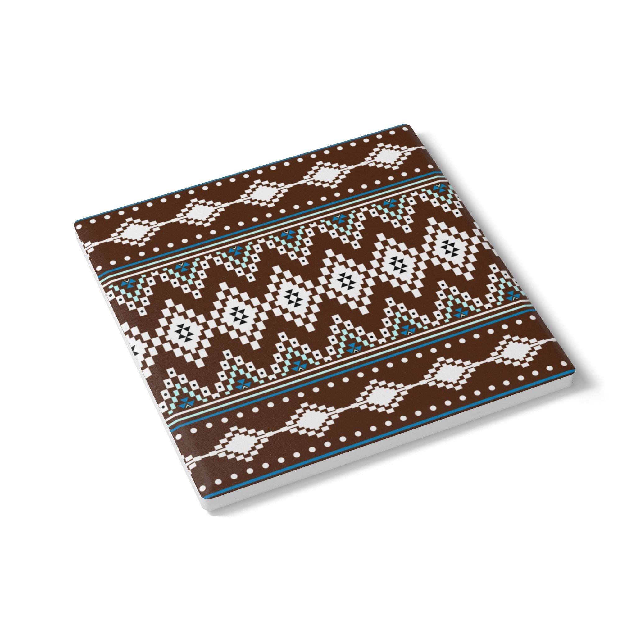 Coasters | Brown Southwestern Diamond Pattern Ceramic Cork Backed Coasters