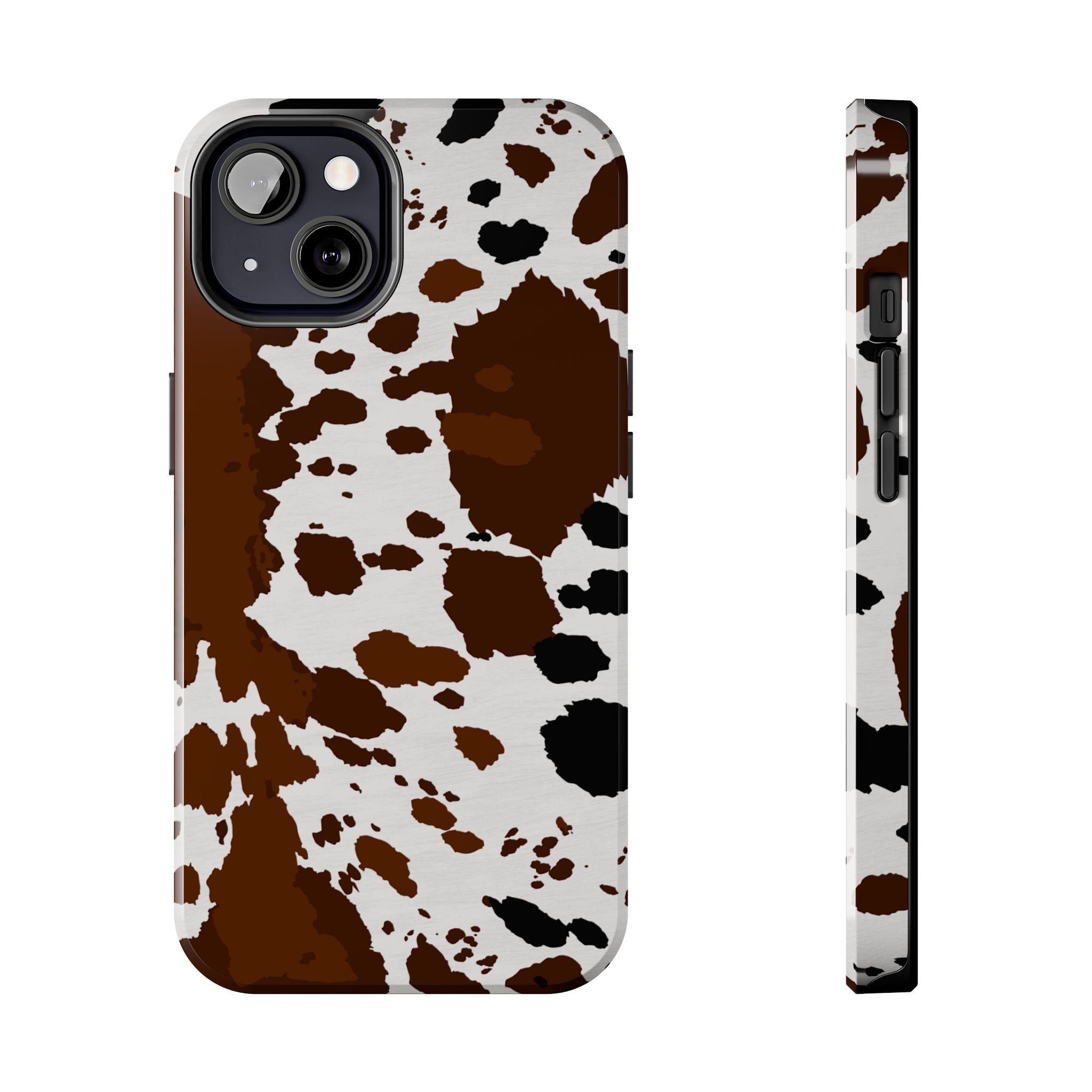 Phone Case | Brown & White Cowhide Pattern Tough Protective Cover