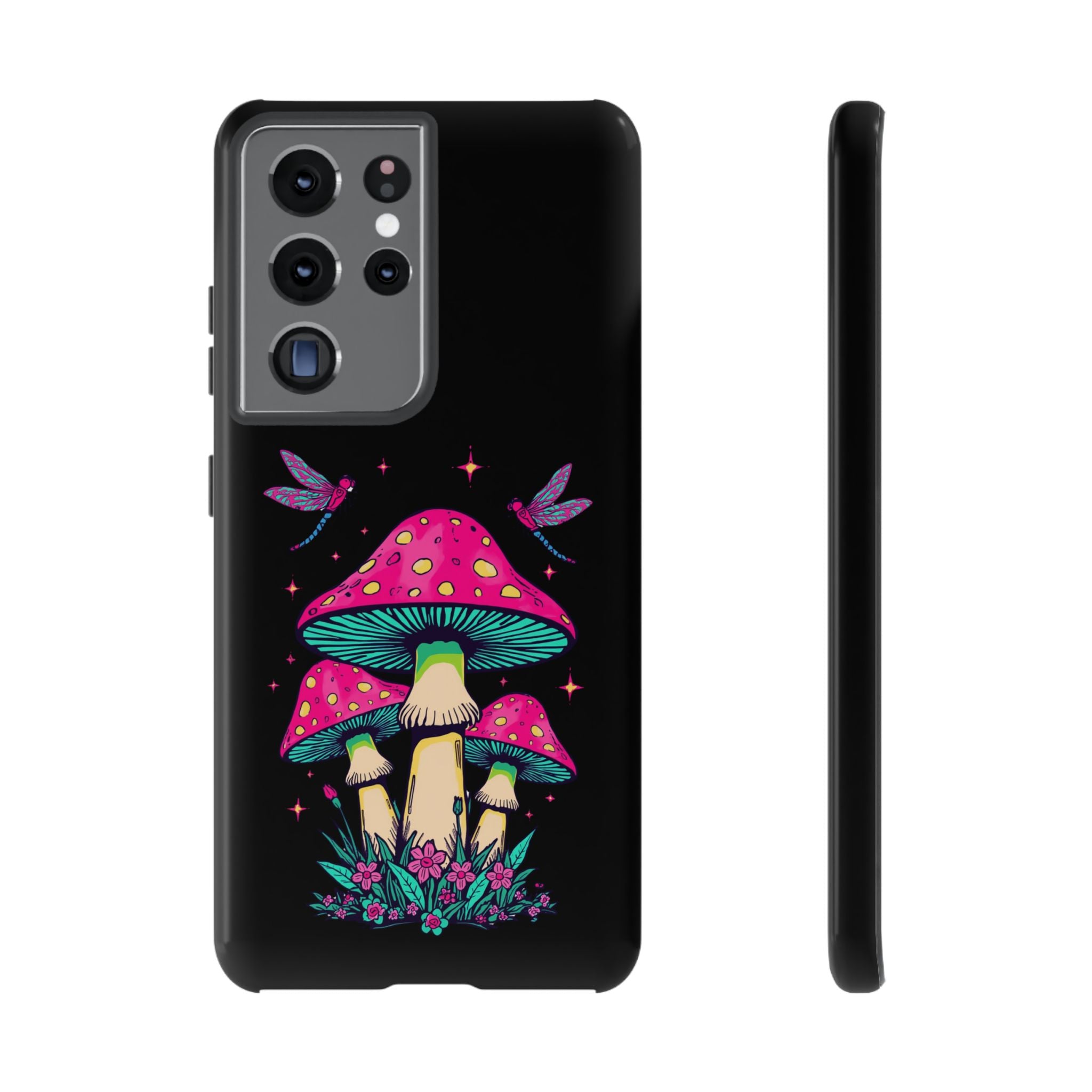 Phone Cases | Colorful Mushroom and Dragonfly Print Tough Case