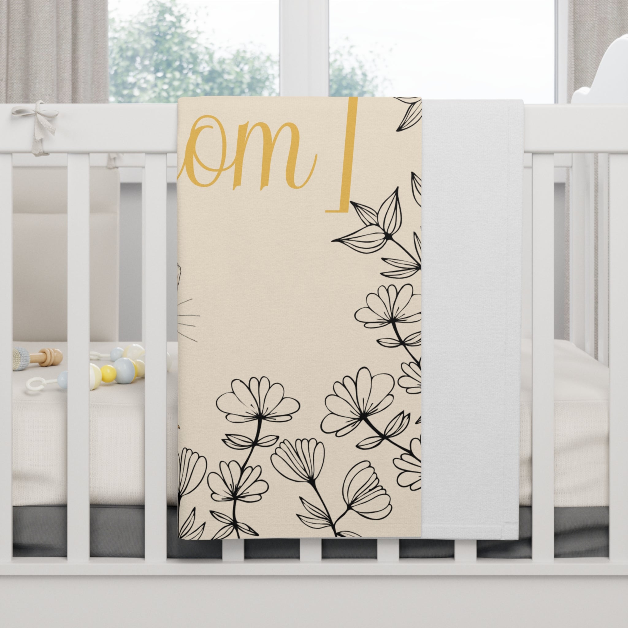 Baby Blanket | Custom Name Floral Mouse Soft Motif Fleece Blanket
