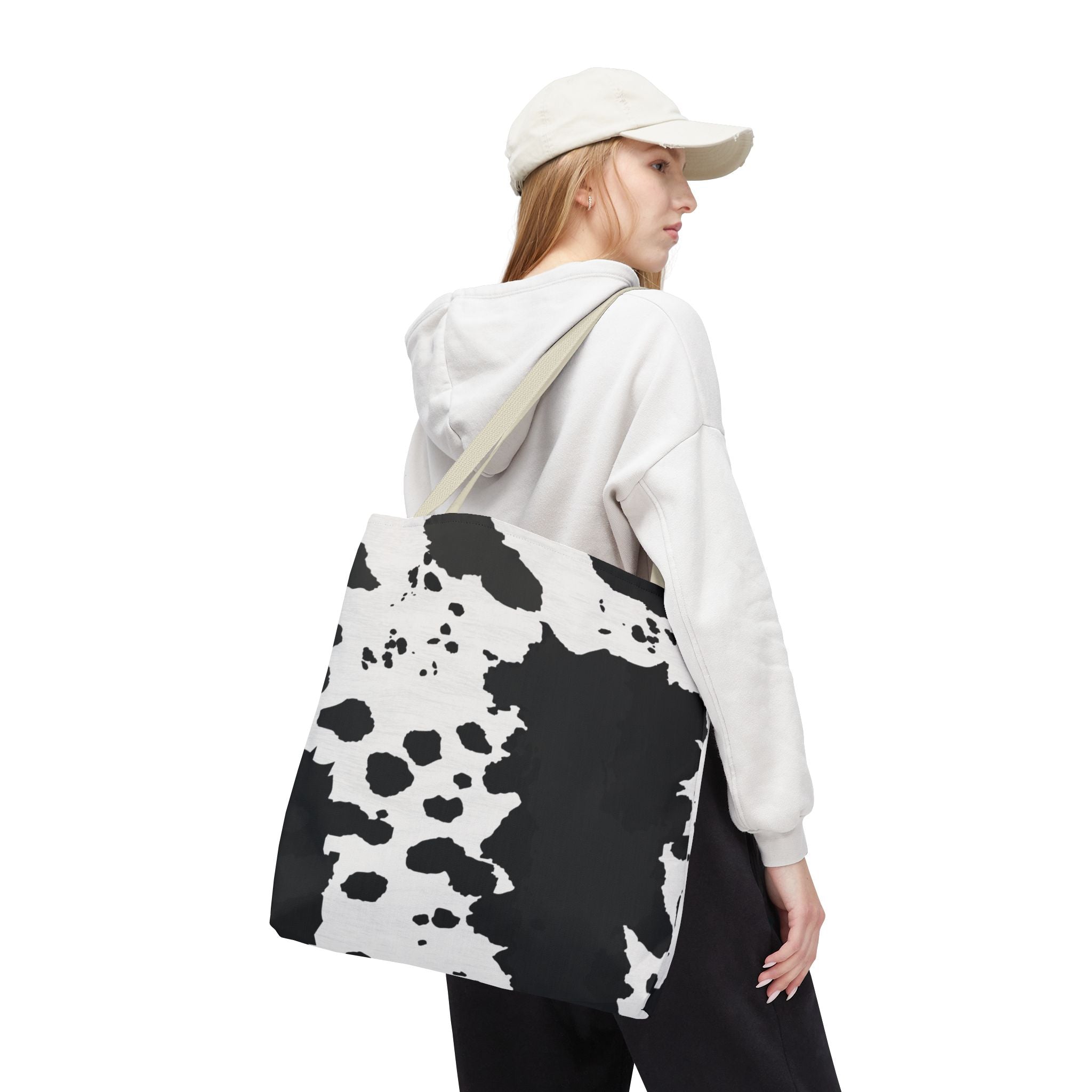 Tote Bag | Black & White Cow Print Patterned Shoulder Tote