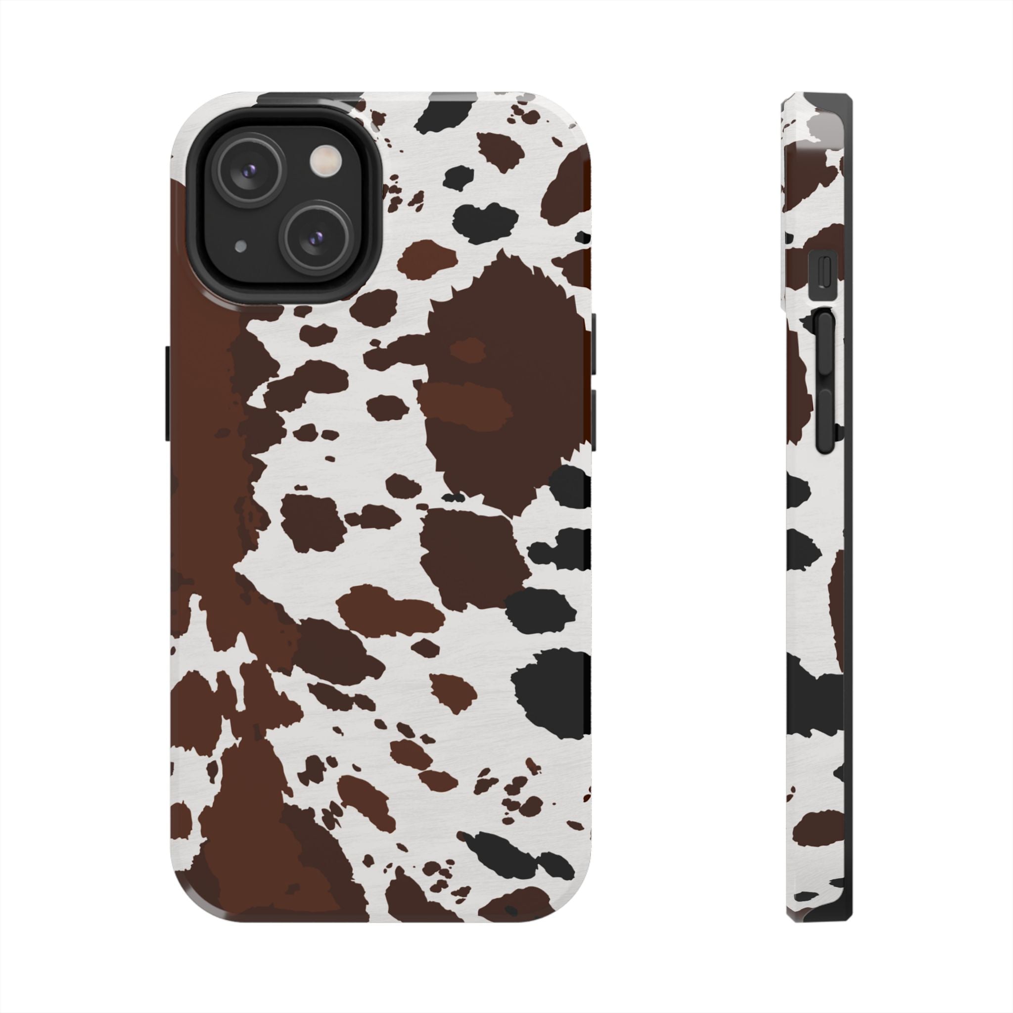 Phone Case | Brown & White Cowhide Pattern Tough Protective Cover