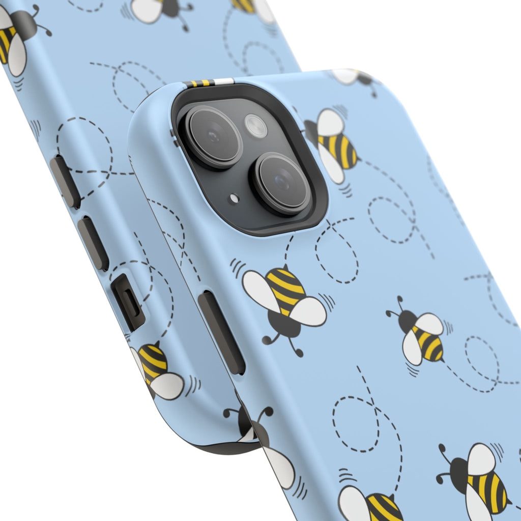 Phone Case | Sky Blue Bee Pattern Magnetic Impact-Resistant Phone Case