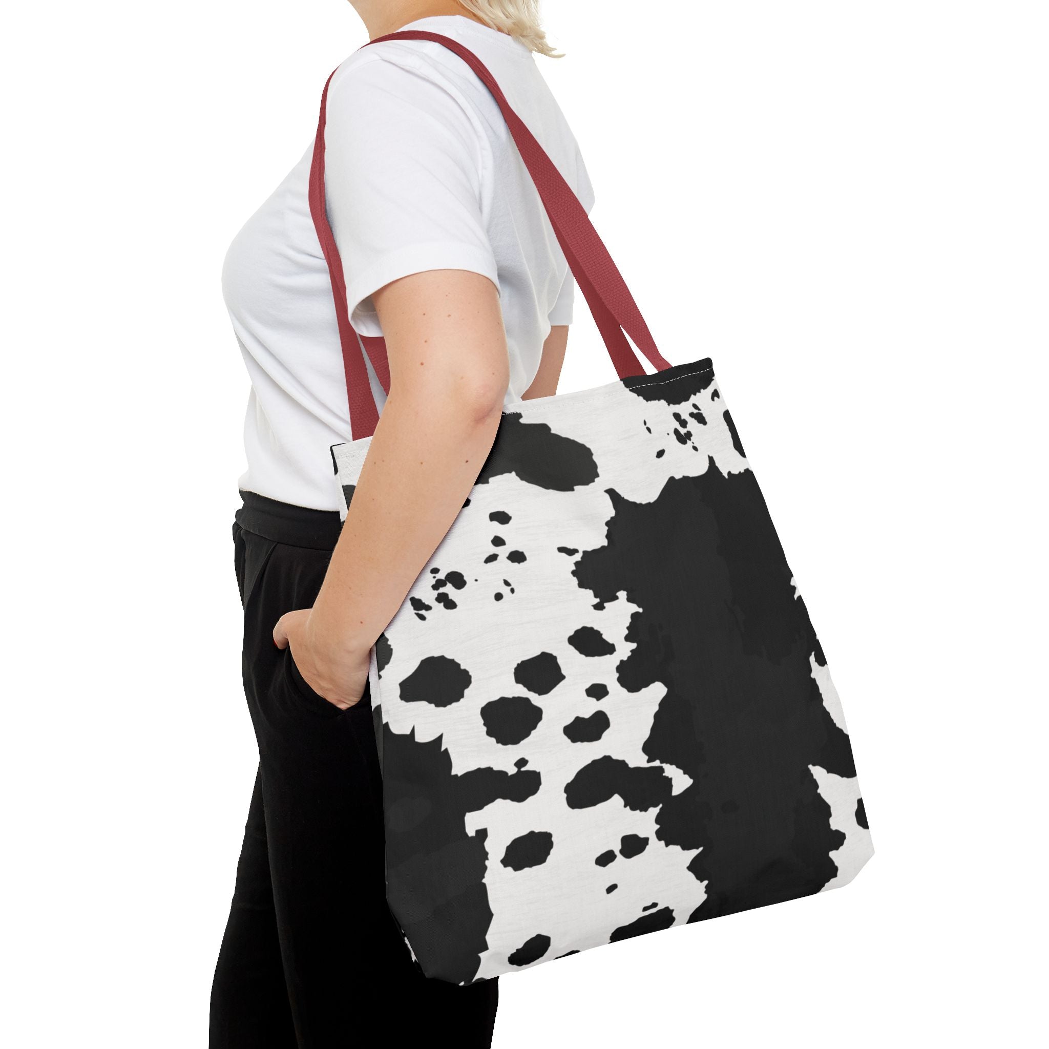 Tote Bag | Black & White Cow Print Patterned Shoulder Tote