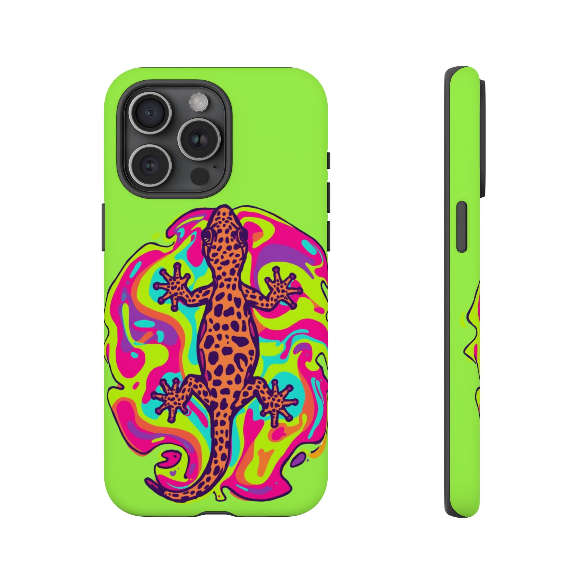 Phone Cases | Neon Leopard Gecko Swirl Phone Case