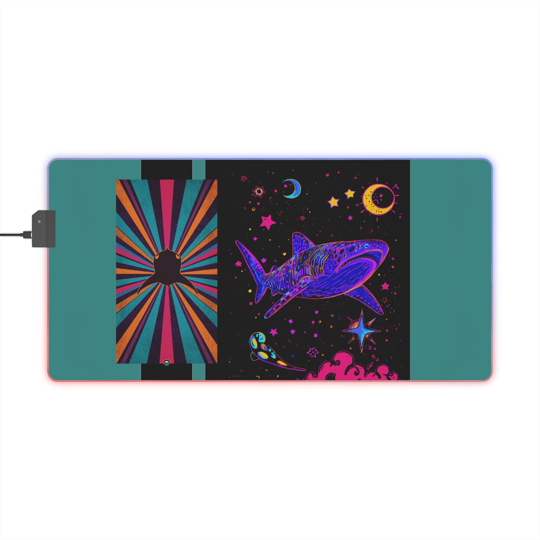 Mousepad | Neon Cosmic Shark LED Gaming Pad | RGB Desk Mat