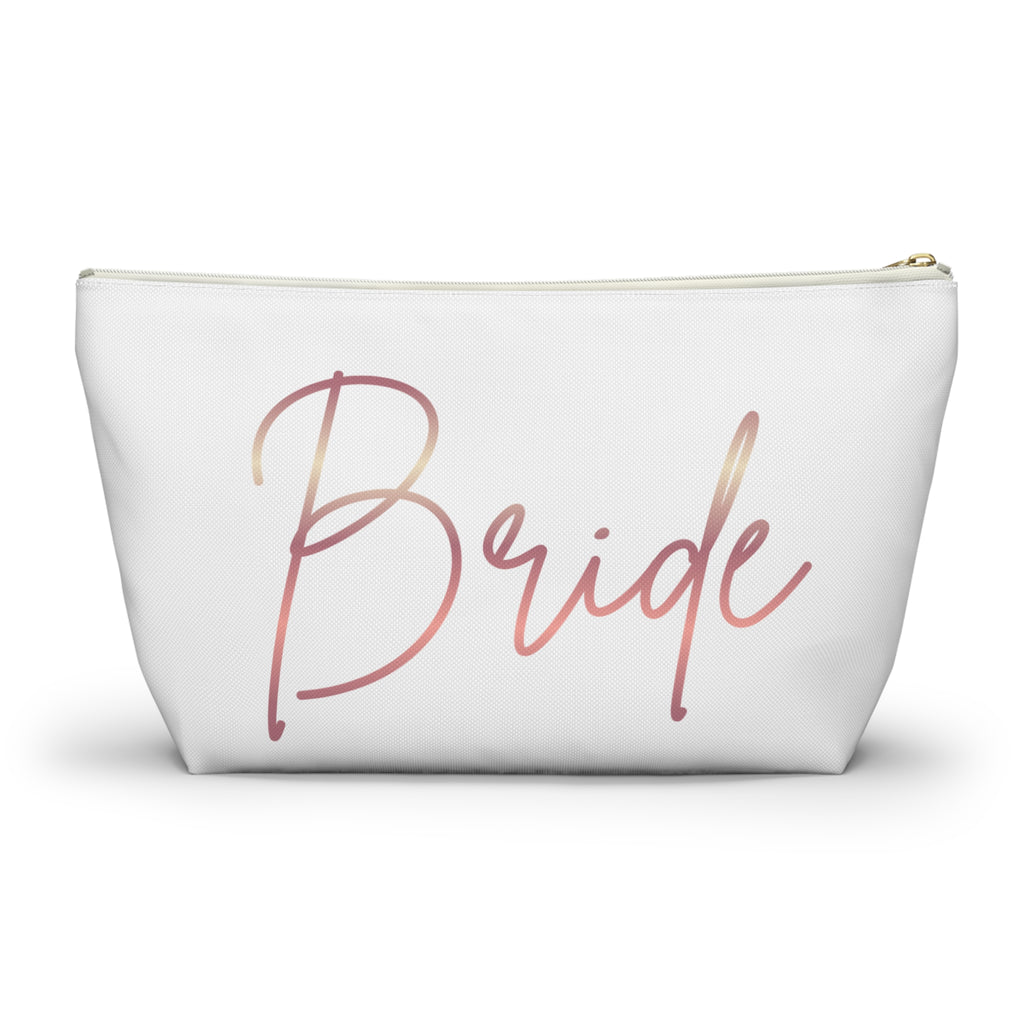T Bottom Accessory Pouch | 'Bride' Script in Rose Gold Cosmetic Bag
