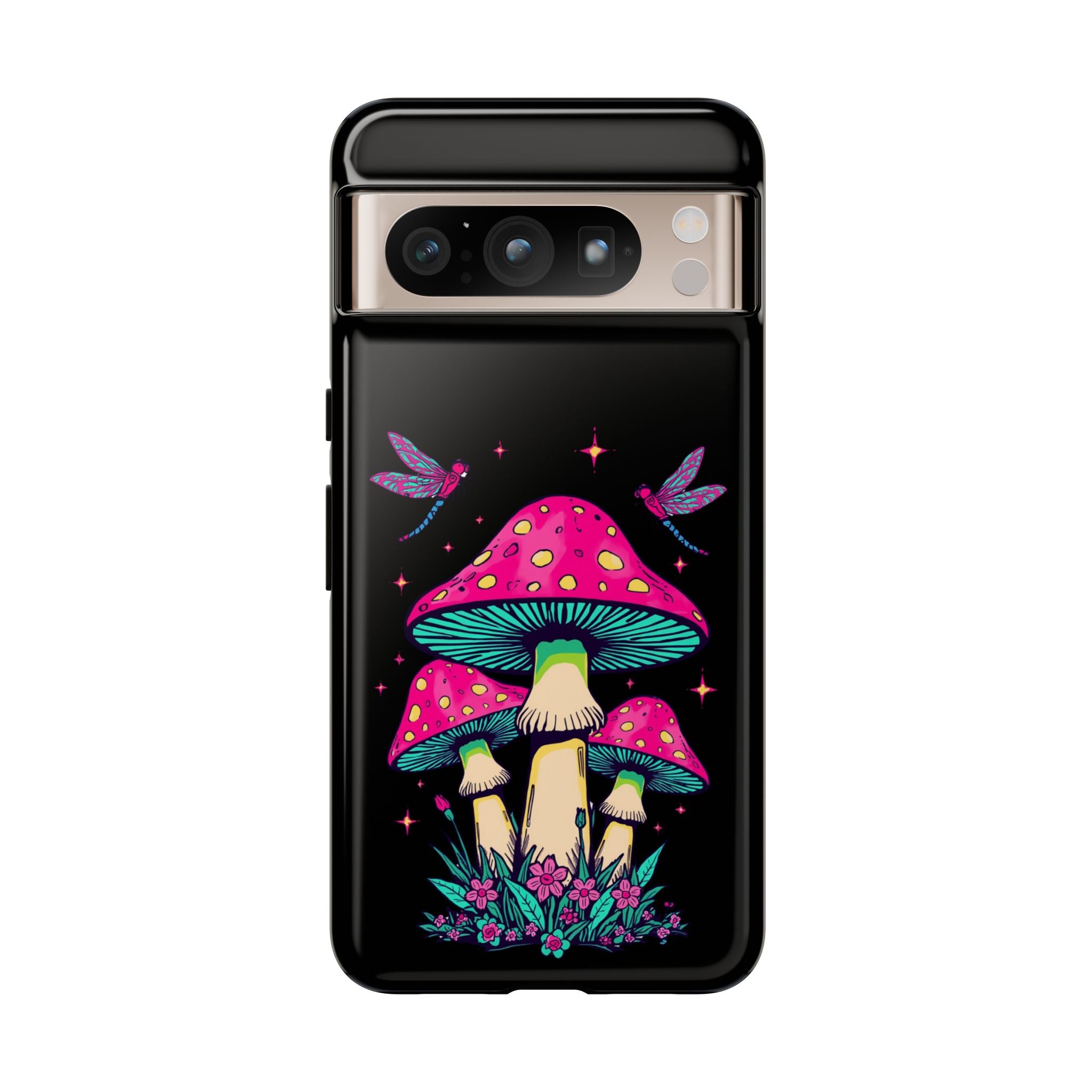Phone Cases | Colorful Mushroom and Dragonfly Print Tough Case
