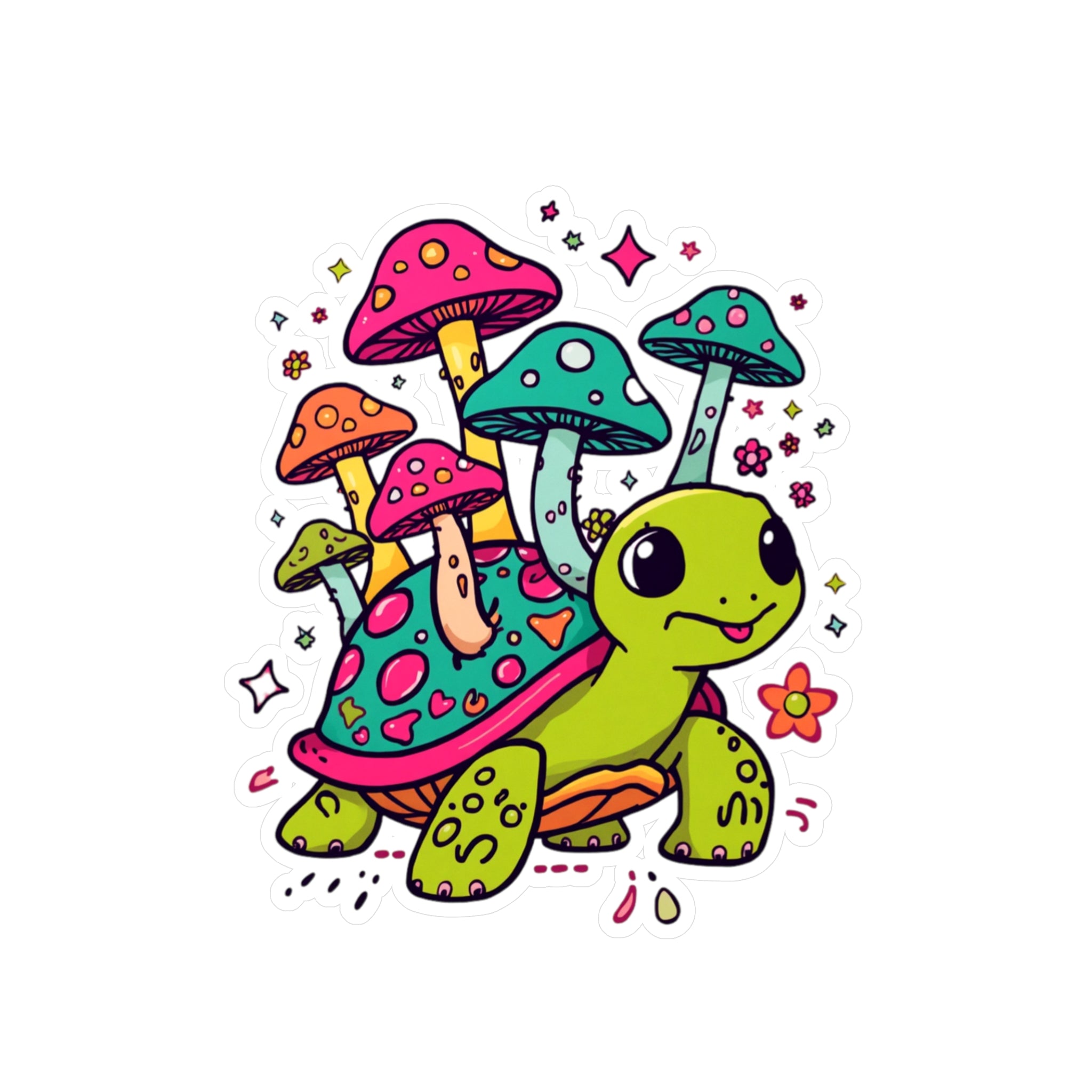 Vinyl Decal | Colorful Cute Mushroom Turtle Kiss-Cut Sticker