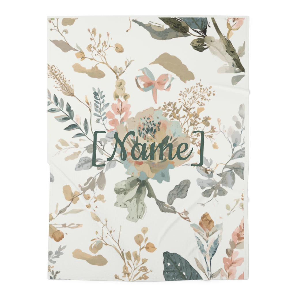 Baby Swaddle Blanket | Personalized Name Neutral Watercolor Floral