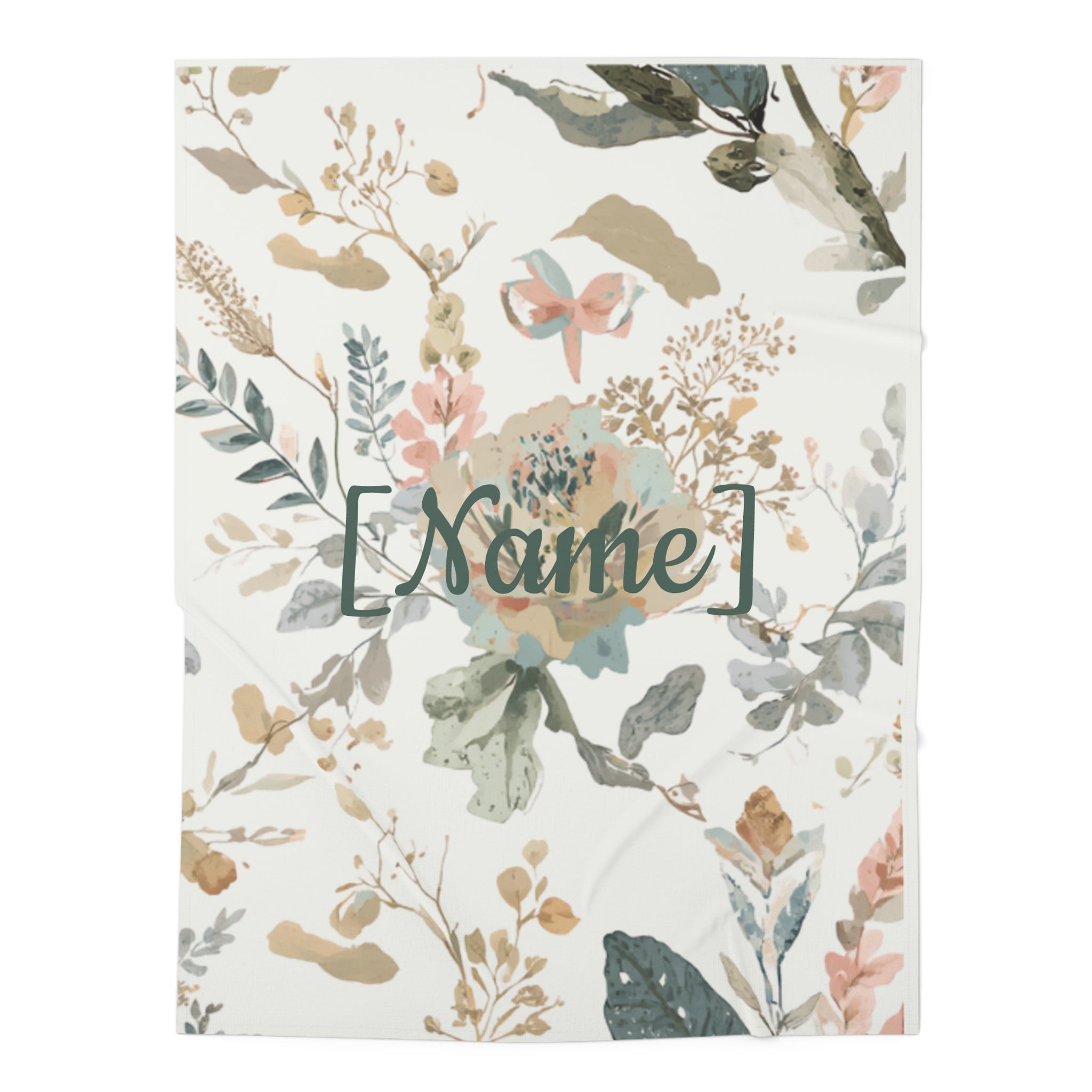 Baby Swaddle Blanket | Personalized Name Neutral Watercolor Floral