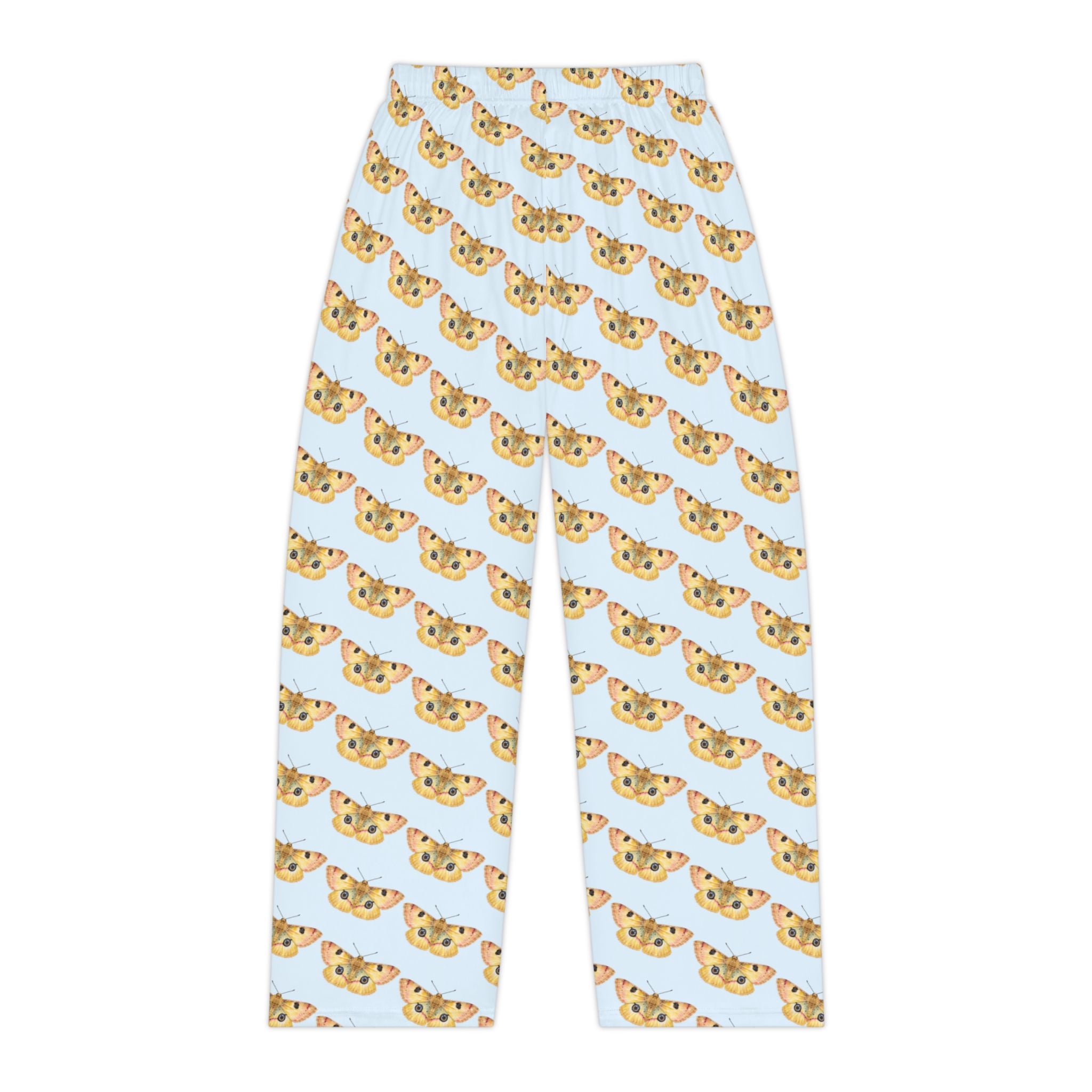 Pajama Pants | Vintage Pastel Moths on Light Blue Women's Lounge Pants