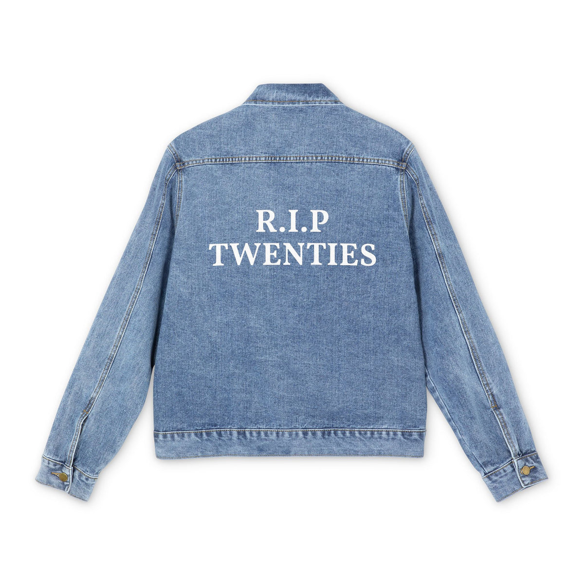 Men's Denim Jacket with Customizable White Script