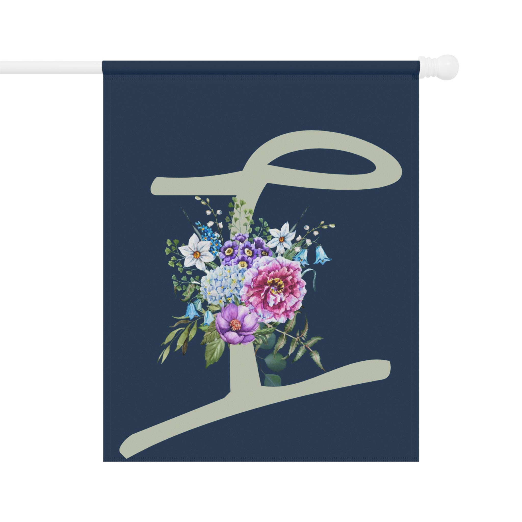 Home & Garden Banner | 'I' Monogram Delicate Bouquet Flag