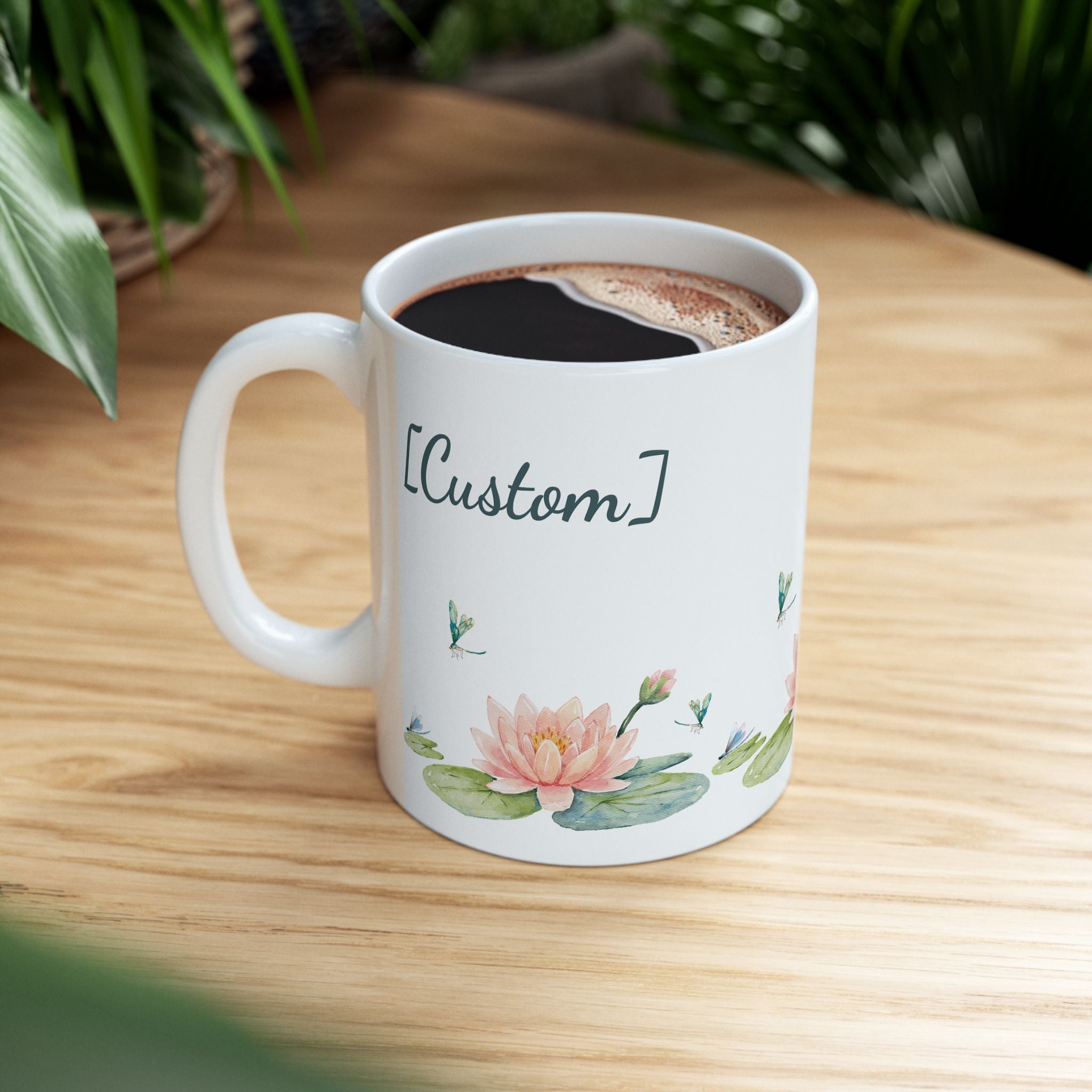 Coffee Mug | Watercolor Lotus Flowers Customizable Ceramic Cup