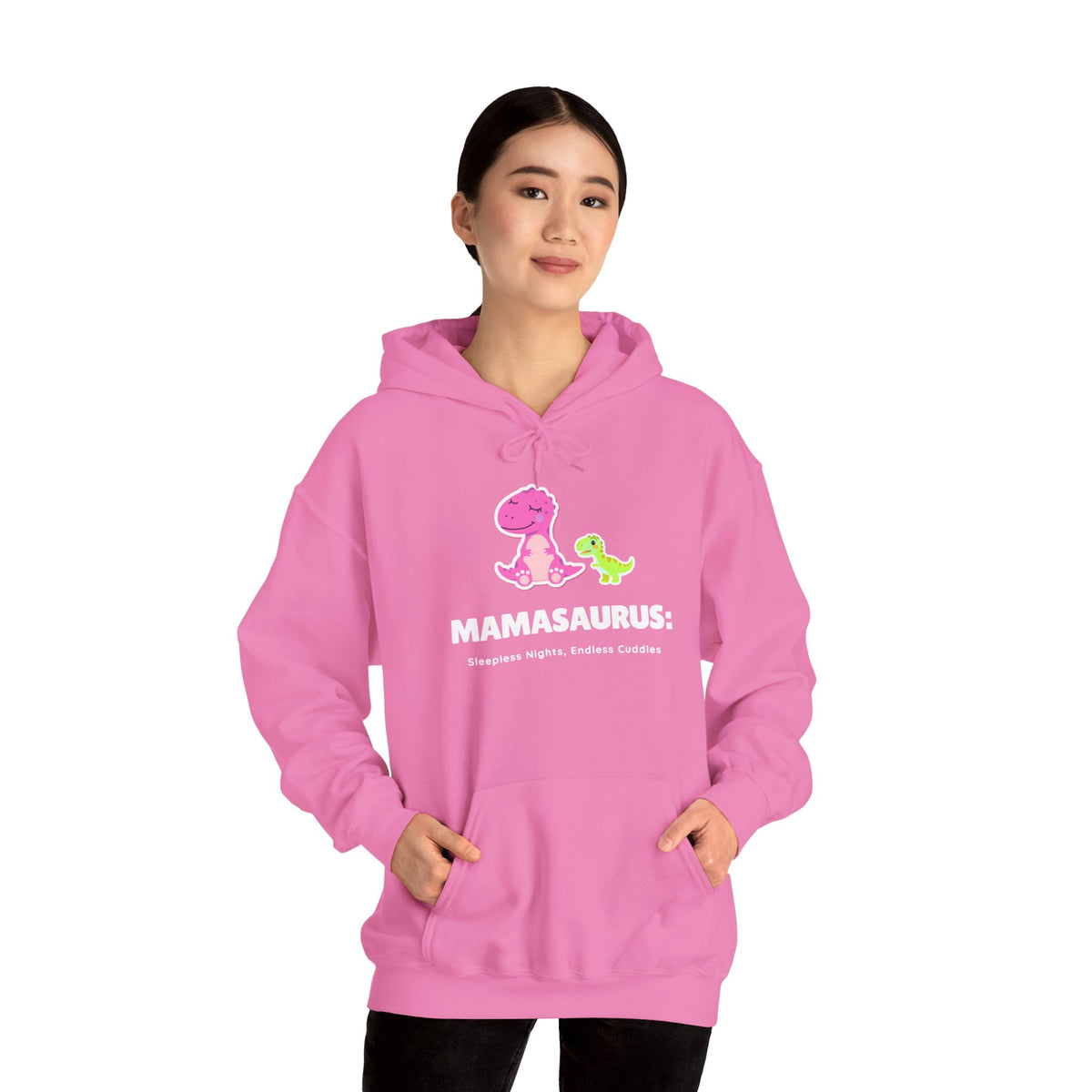 Pink Mama Dino with Baby Hoodie