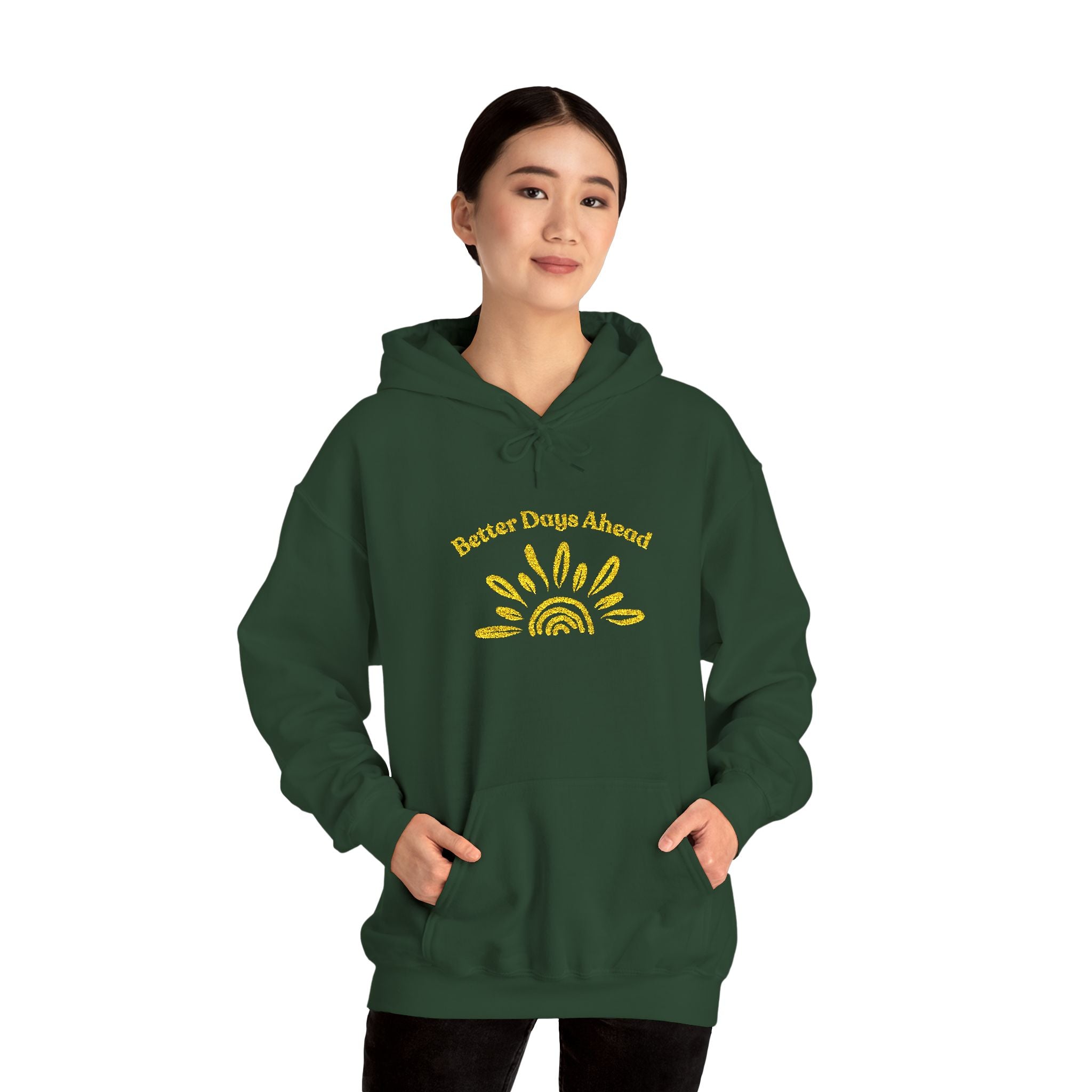 Hoodie | ‘Better Days Ahead’ Above a Sunrise  Embroidered Graphic