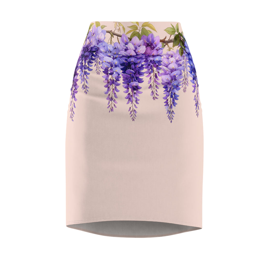 Women's Pencil Skirt | Wisteria Bloom Cascade Skirt