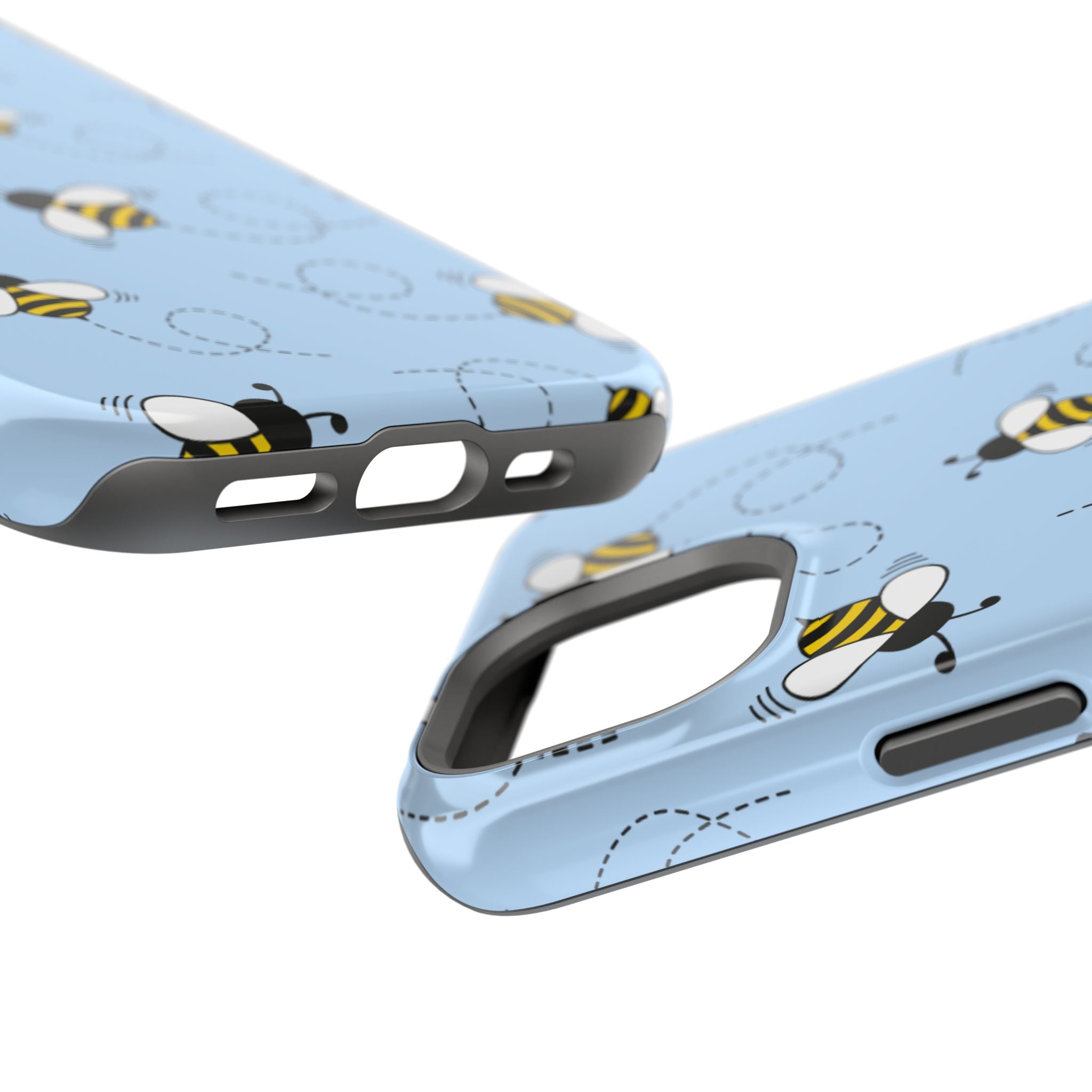 Phone Case | Sky Blue Bee Pattern Magnetic Impact-Resistant Phone Case