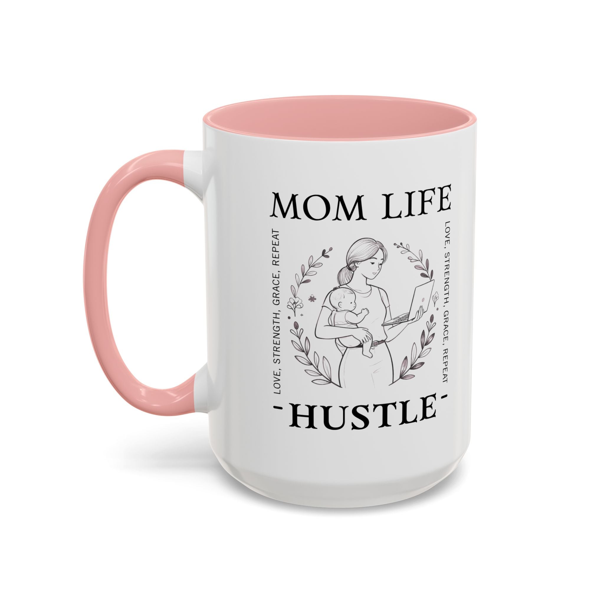 Mom Life Hustle Coffee Mug | Mom Life Accent Ceramic Mug 11/15oz