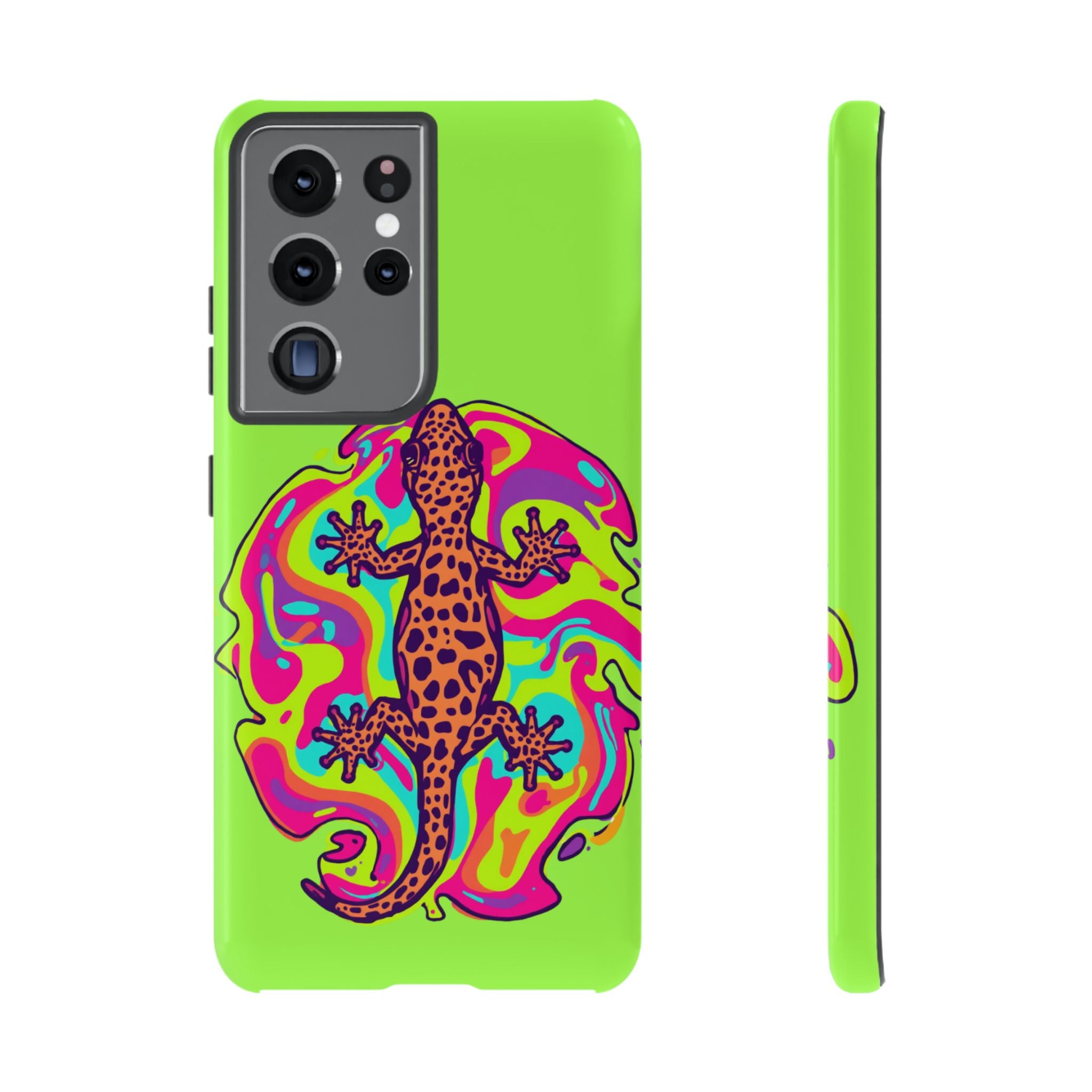 Phone Cases | Neon Leopard Gecko Swirl Phone Case