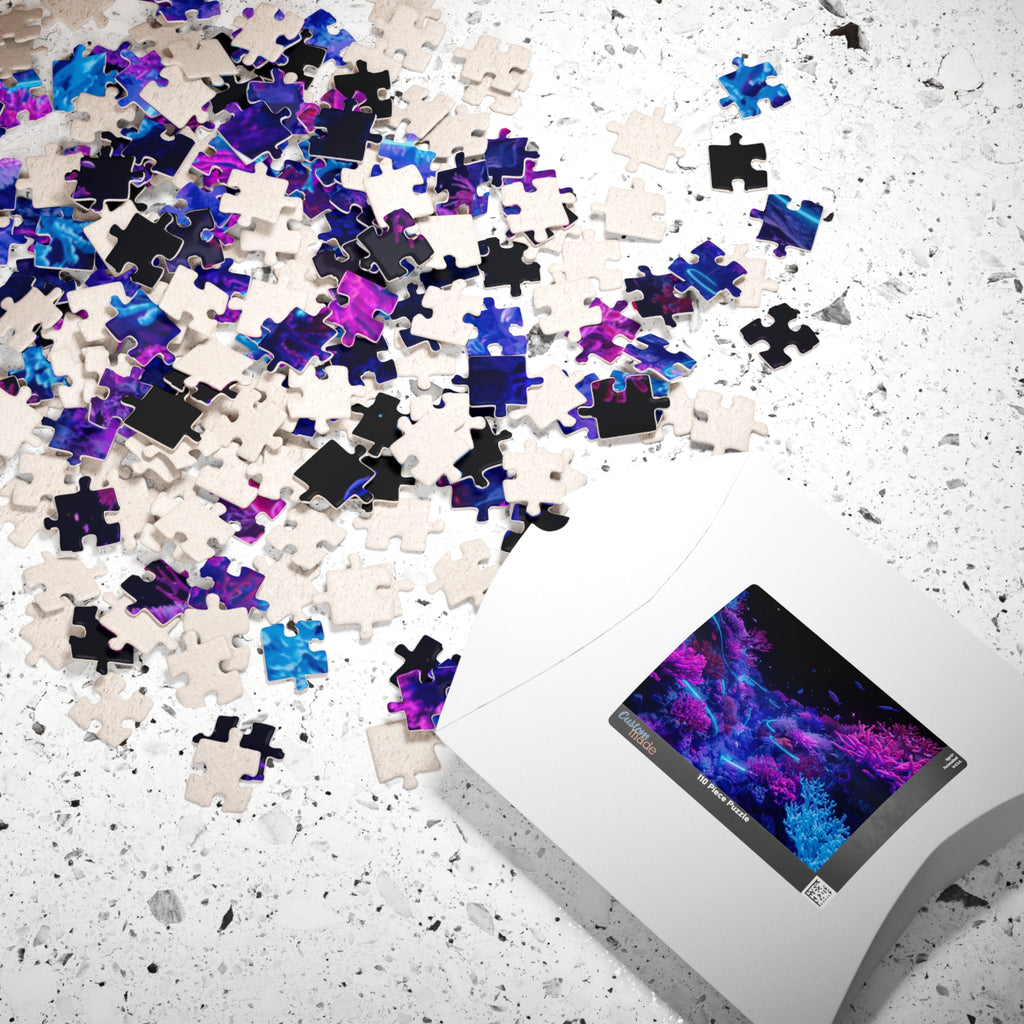 Jigsaw Puzzle | Neon Floral Waves 110 Pieces