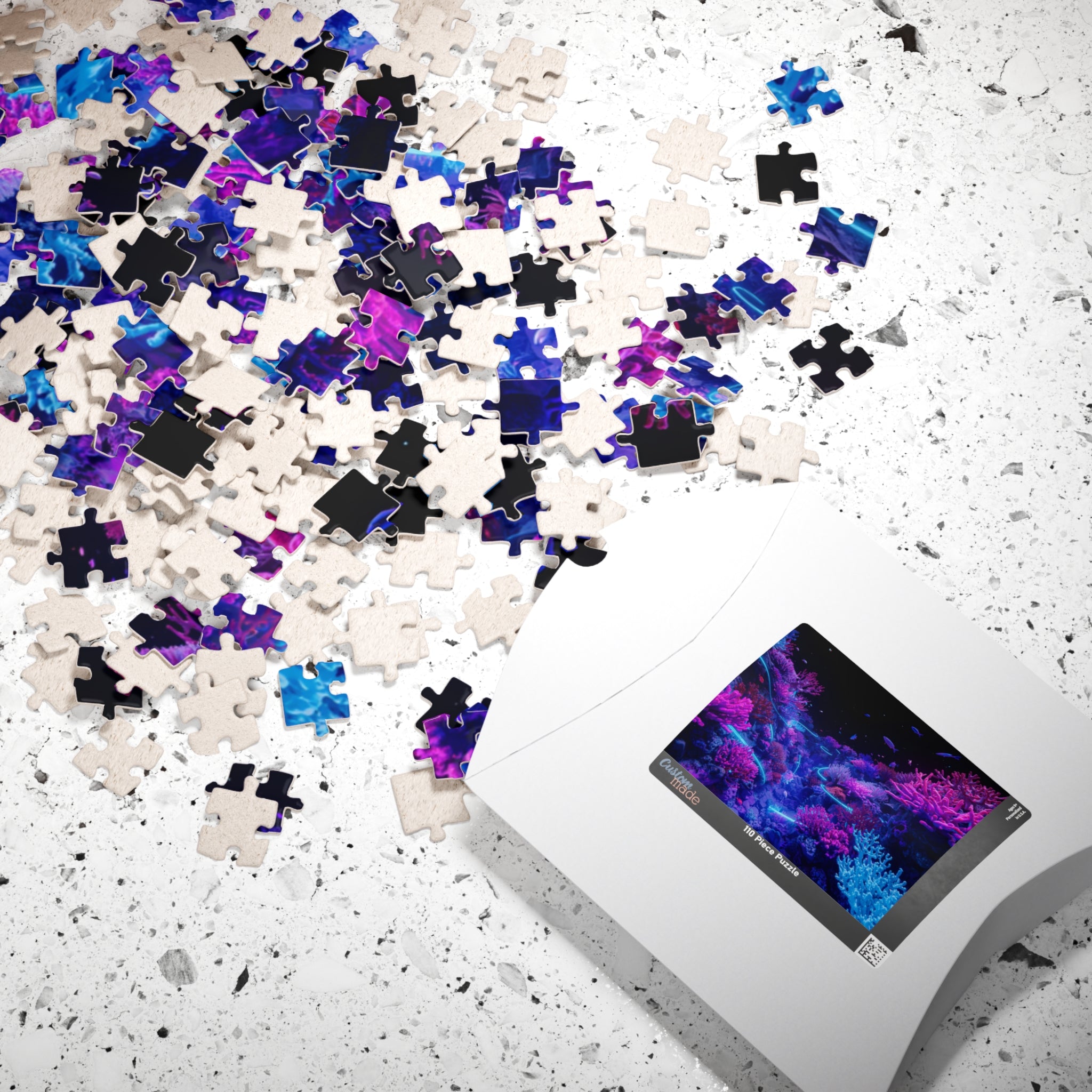 Jigsaw Puzzle | Neon Floral Waves 110 Pieces