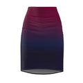 Women's Pencil Skirt | Burgundy to Navy Gradient Ombre Bodycon