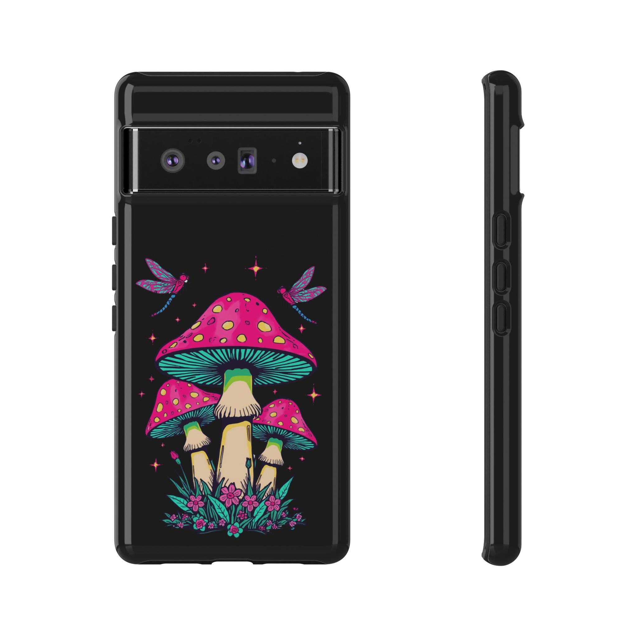 Phone Cases | Colorful Mushroom and Dragonfly Print Tough Case