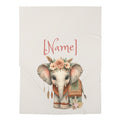 Baby Swaddle Blanket | Floral Elephant Personalized Name Blanket