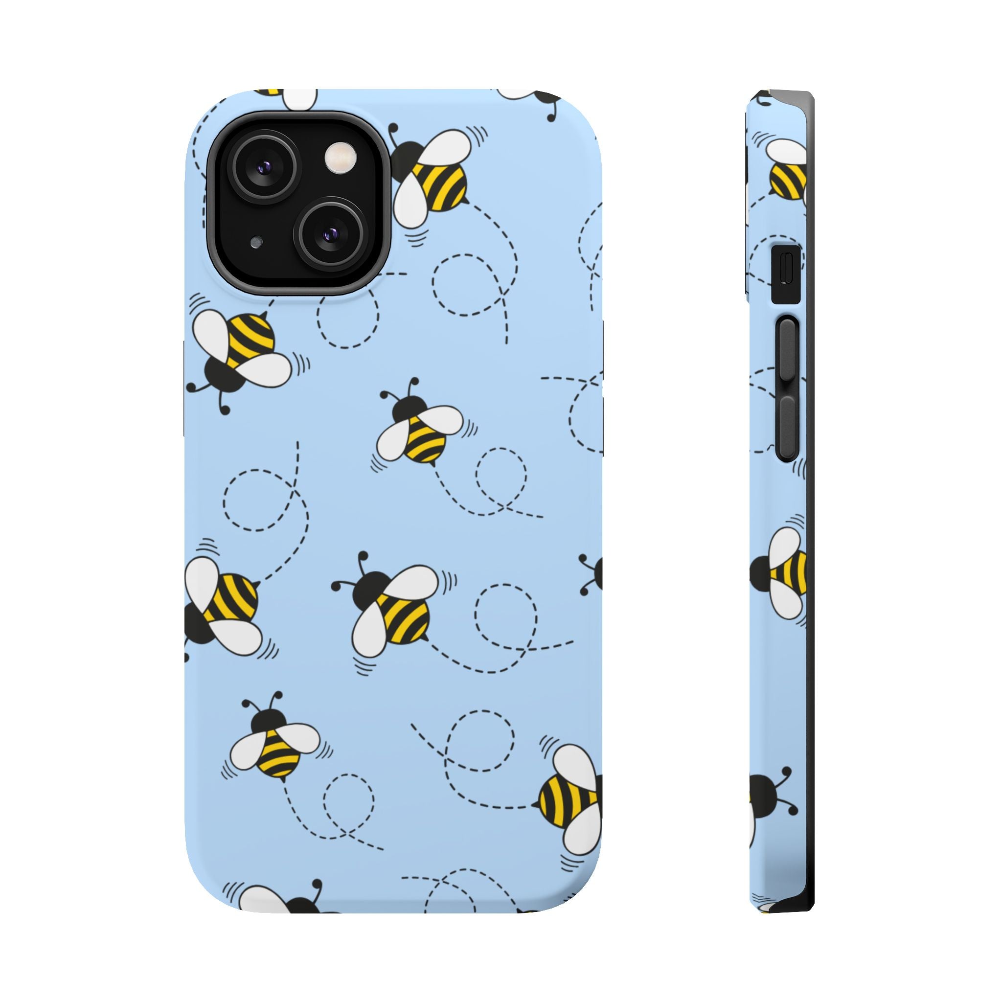 Phone Case | Sky Blue Bee Pattern Magnetic Impact-Resistant Phone Case