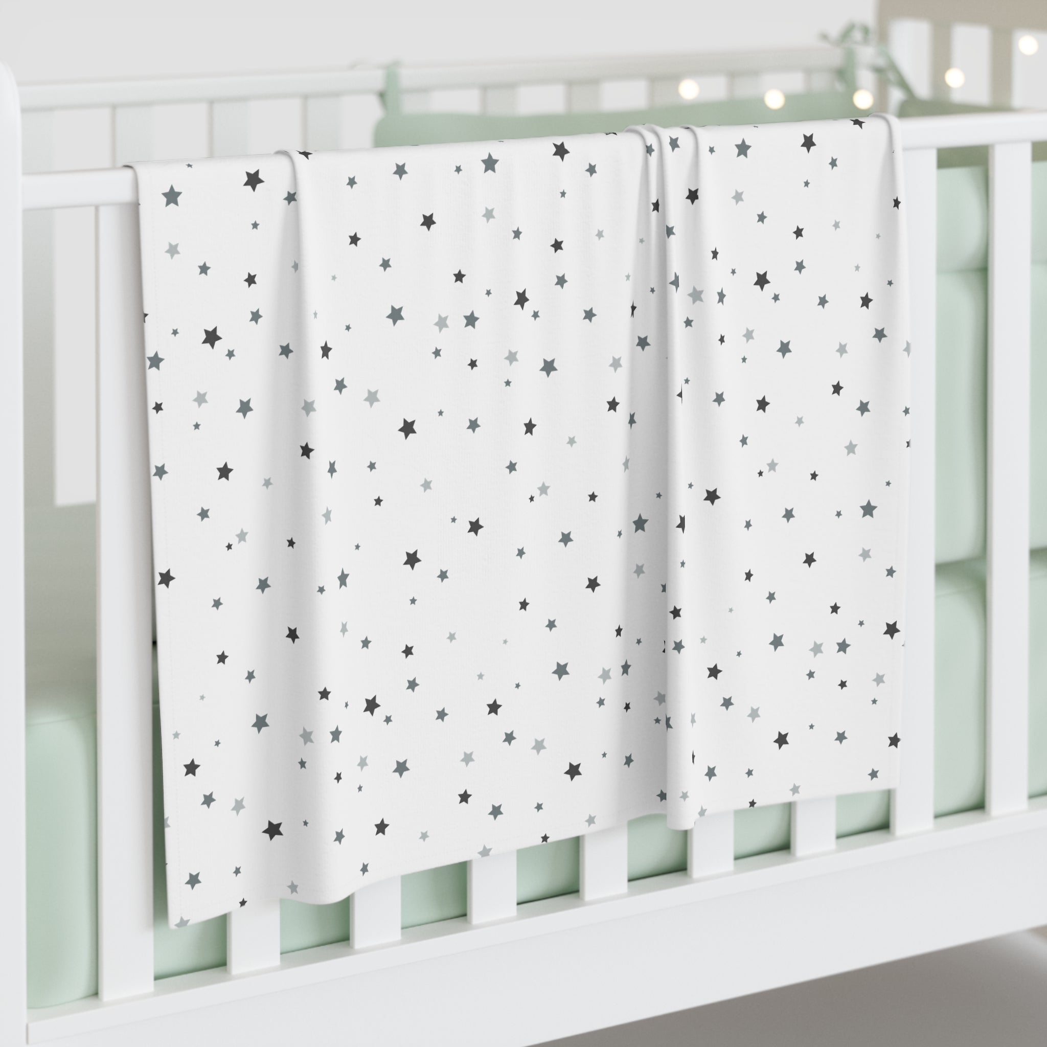 Baby Swaddle Blanket | Soft Neutral Star Print on Jersey Newborn Wrap
