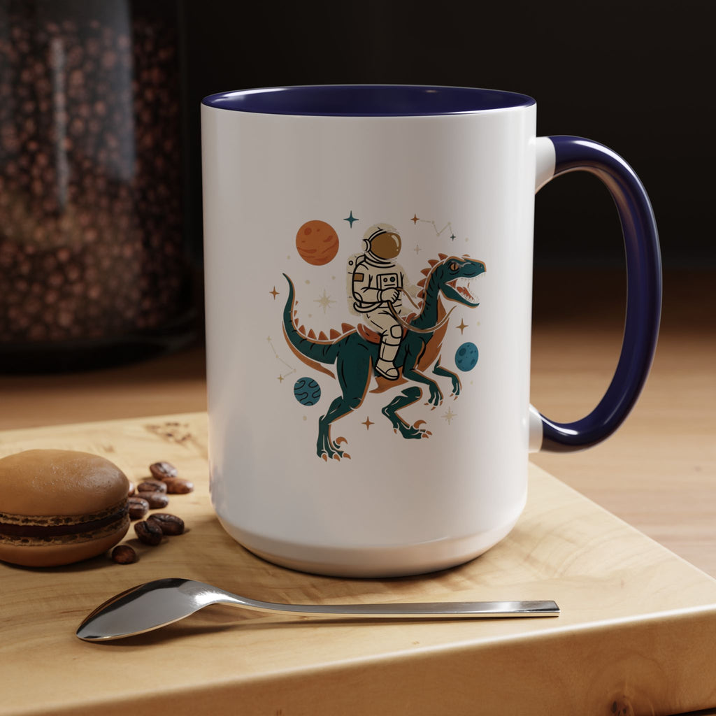 Coffee Mug | Astronaut Riding Velociraptor Accent Mug