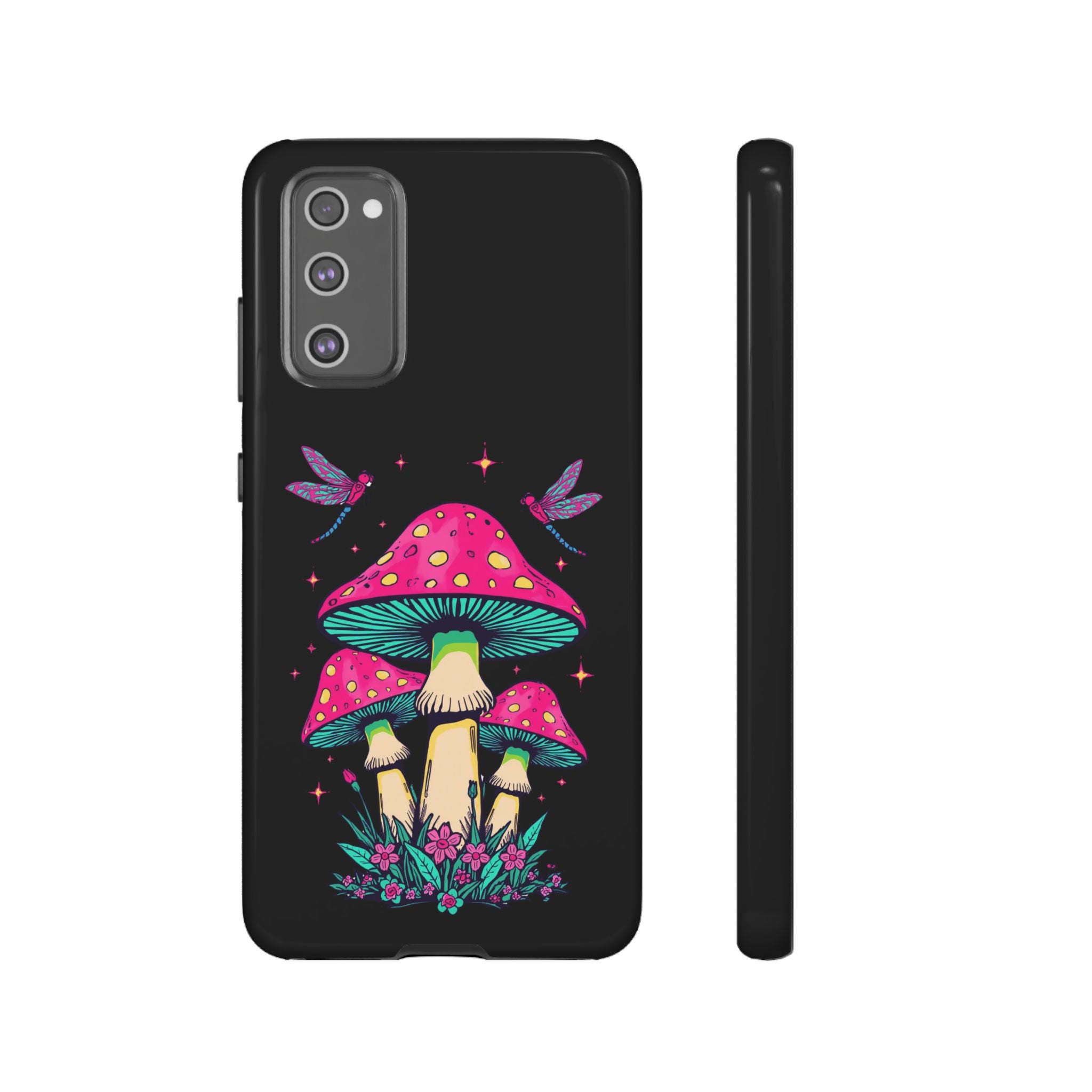 Phone Cases | Colorful Mushroom and Dragonfly Print Tough Case