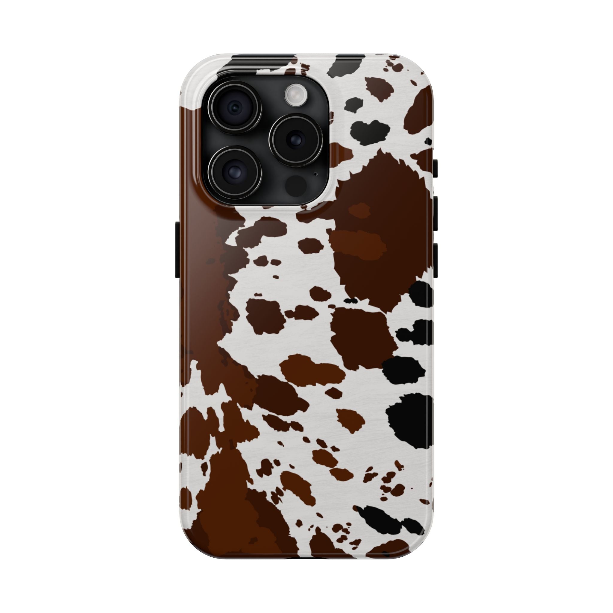 Phone Case | Brown & White Cowhide Pattern Tough Protective Cover