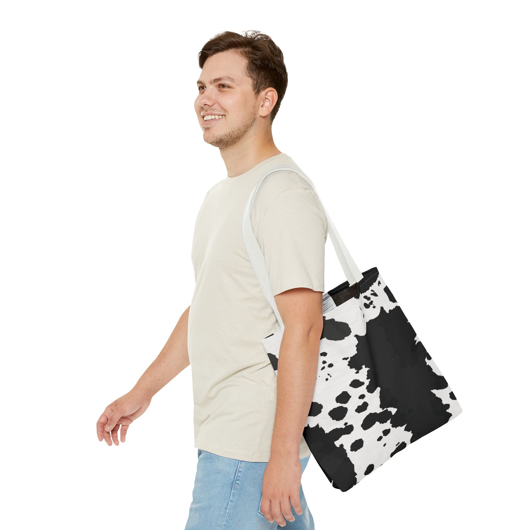Tote Bag | Black & White Cow Print Patterned Shoulder Tote