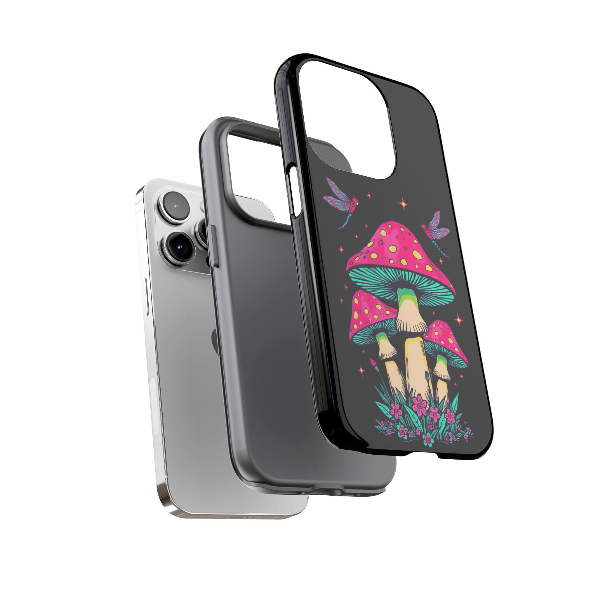 Phone Cases | Colorful Mushroom and Dragonfly Print Tough Case