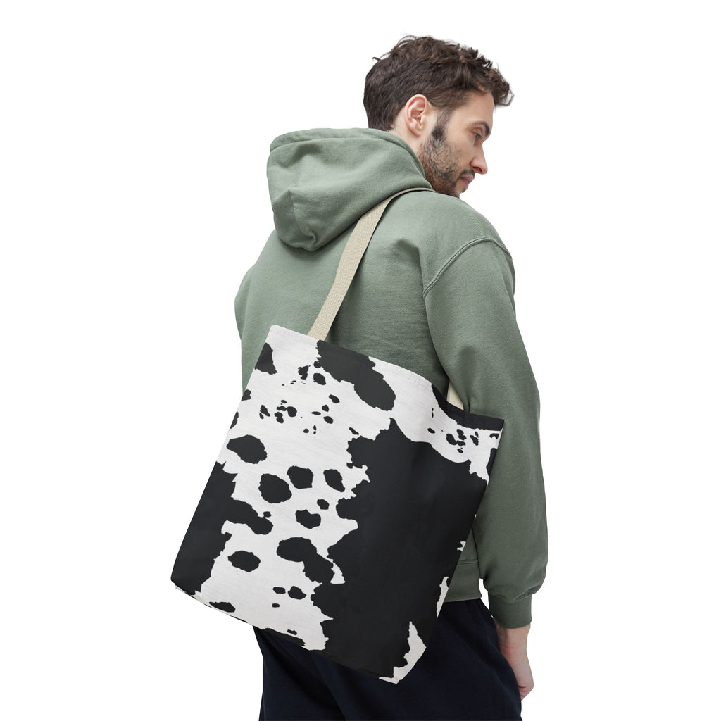 Tote Bag | Black & White Cow Print Patterned Shoulder Tote