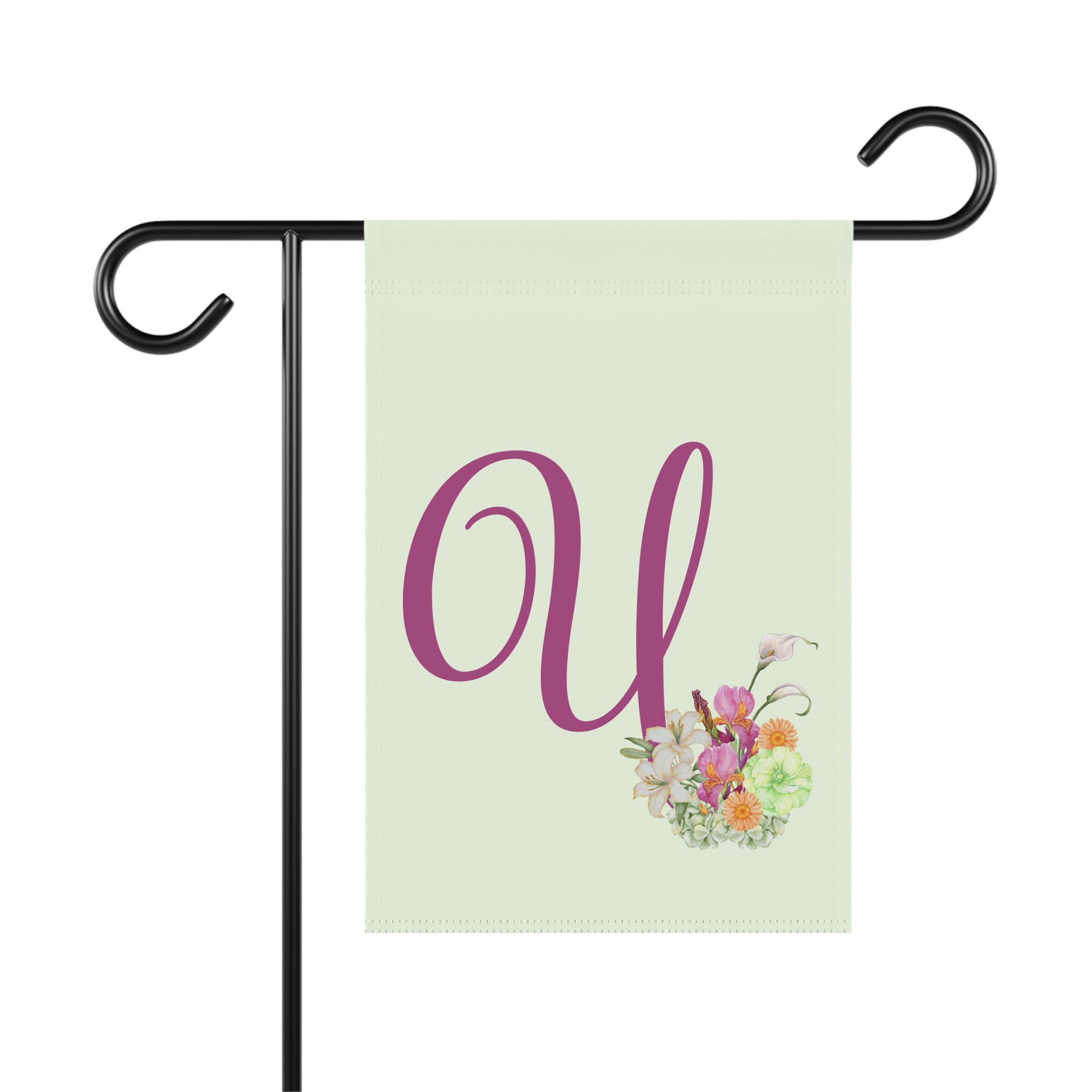 Home & Garden Banner | 'U' Monogram Watercolor Bouquet Flag
