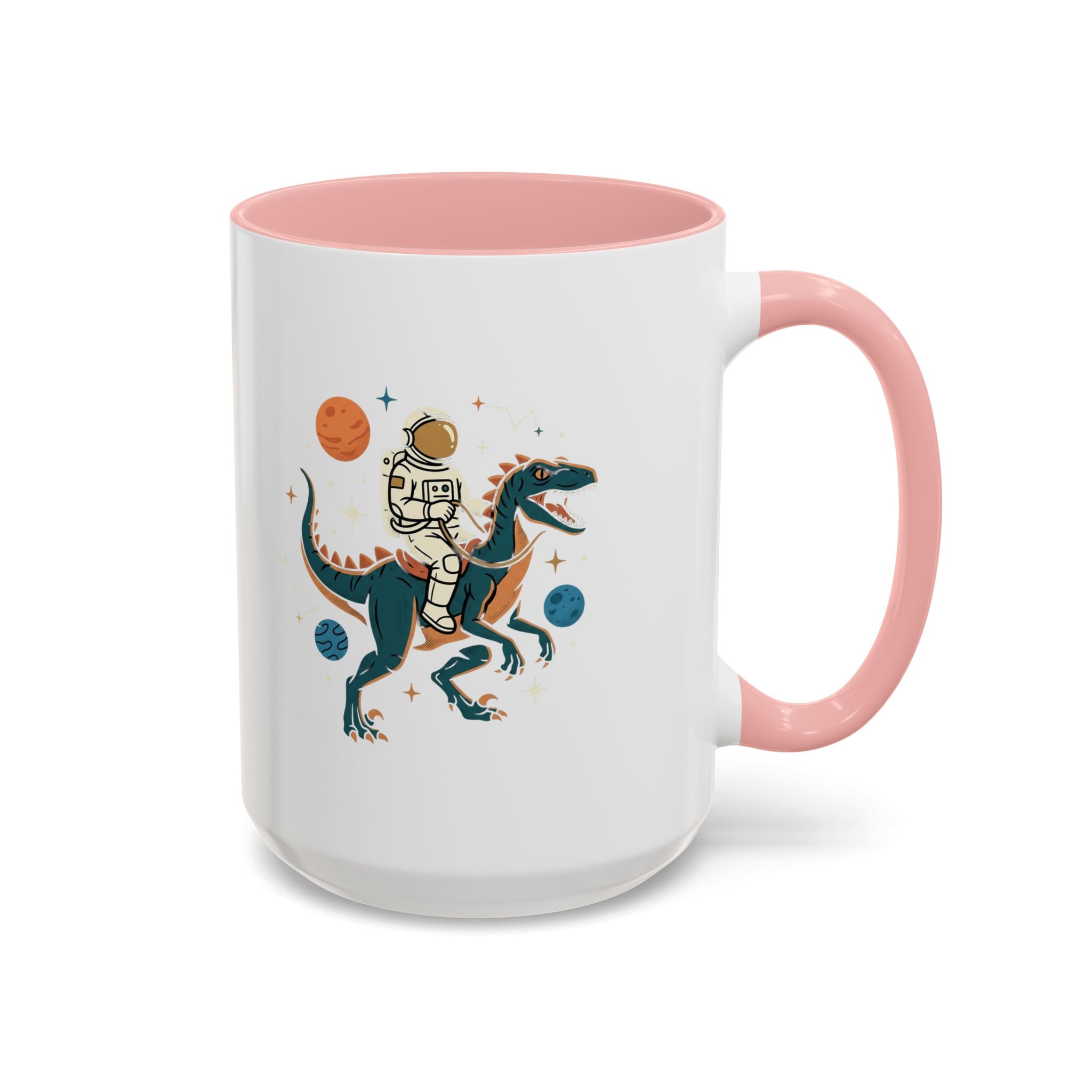 Coffee Mug | Astronaut Riding Velociraptor Accent Mug