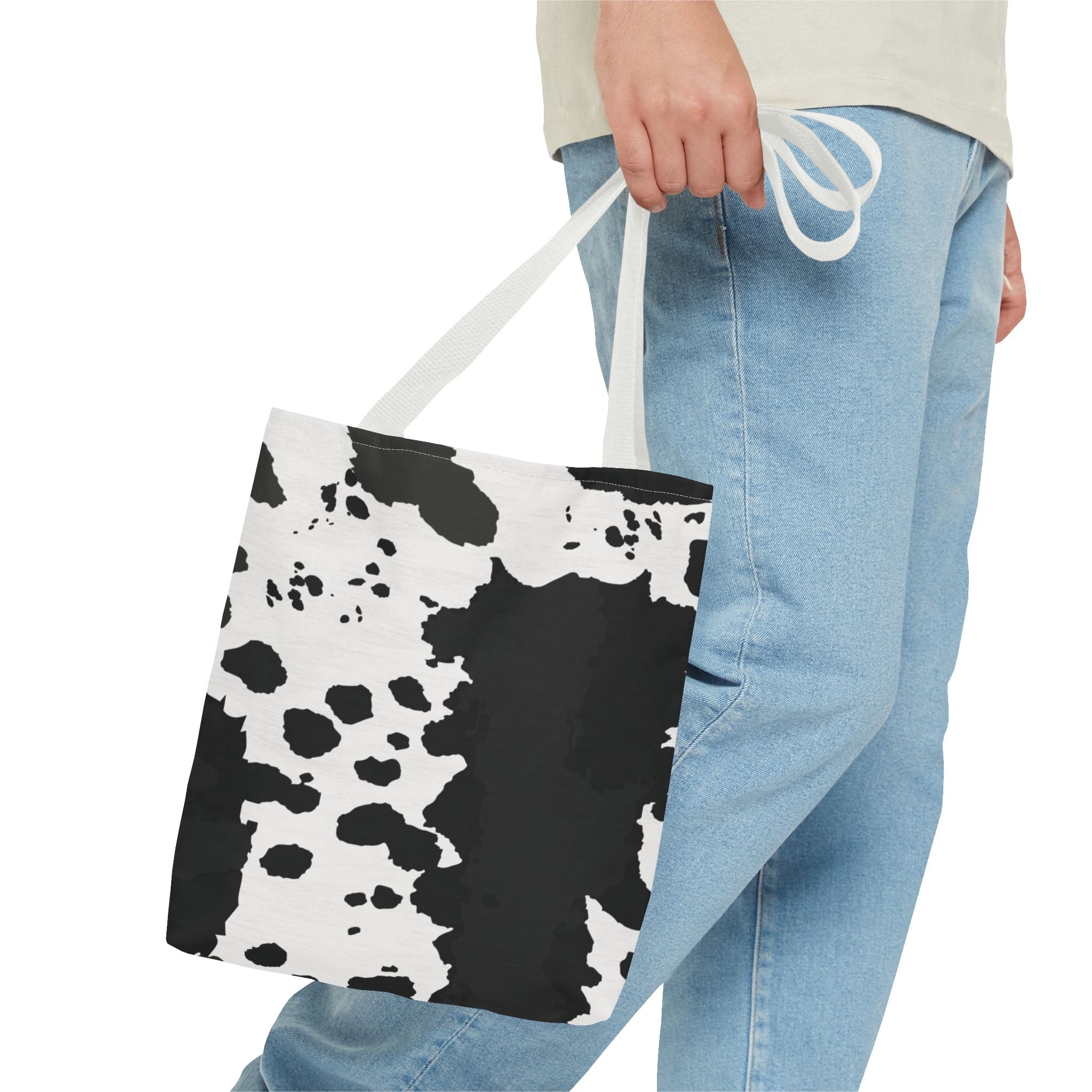 Tote Bag | Black & White Cow Print Patterned Shoulder Tote
