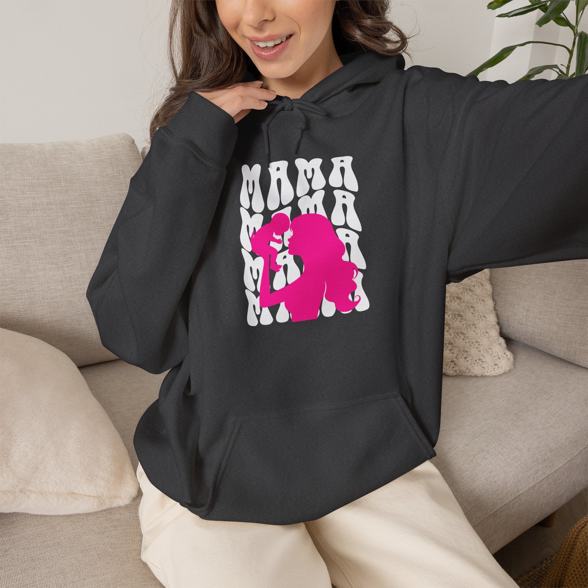 Hoodie | 'Mama' & Silhouette Pink Graphic